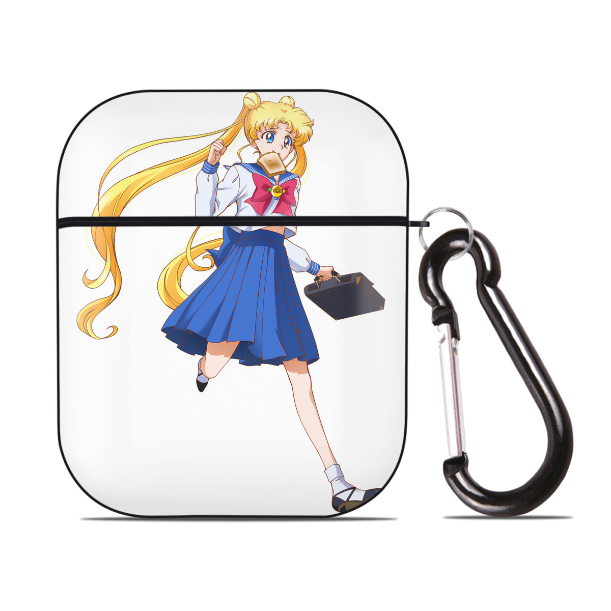 （画像用） 美少女戦士セーラームーン 愛野 美奈子 あいの みなこ Sailor Moon Aino Minako AirPods 第2世代保護ケース ハードシェル ブラック 耐衝撃・防指紋・カラビナ付き