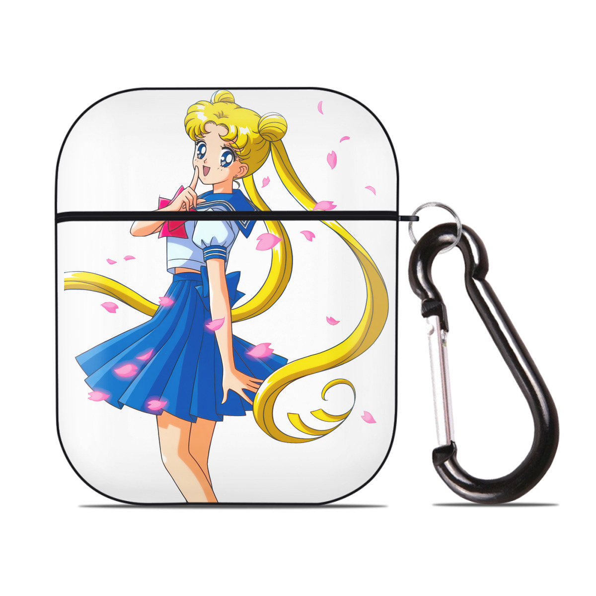 （画像用） 美少女戦士セーラームーン 愛野 美奈子 あいの みなこ Sailor Moon Aino Minako AirPods 第2世代保護ケース ハードシェル ブラック 耐衝撃・防指紋・カラビナ付き