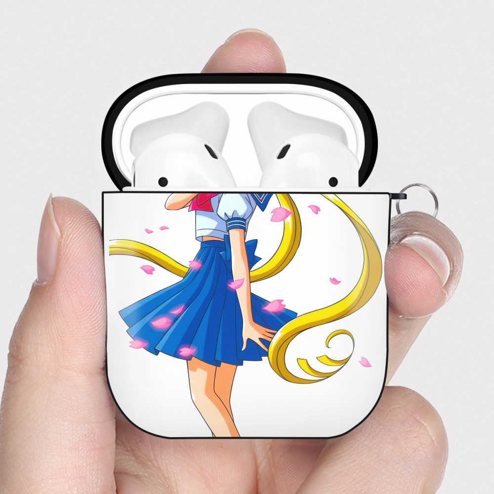 （画像用） 美少女戦士セーラームーン 愛野 美奈子 あいの みなこ Sailor Moon Aino Minako AirPods 第2世代保護ケース ハードシェル ブラック 耐衝撃・防指紋・カラビナ付き