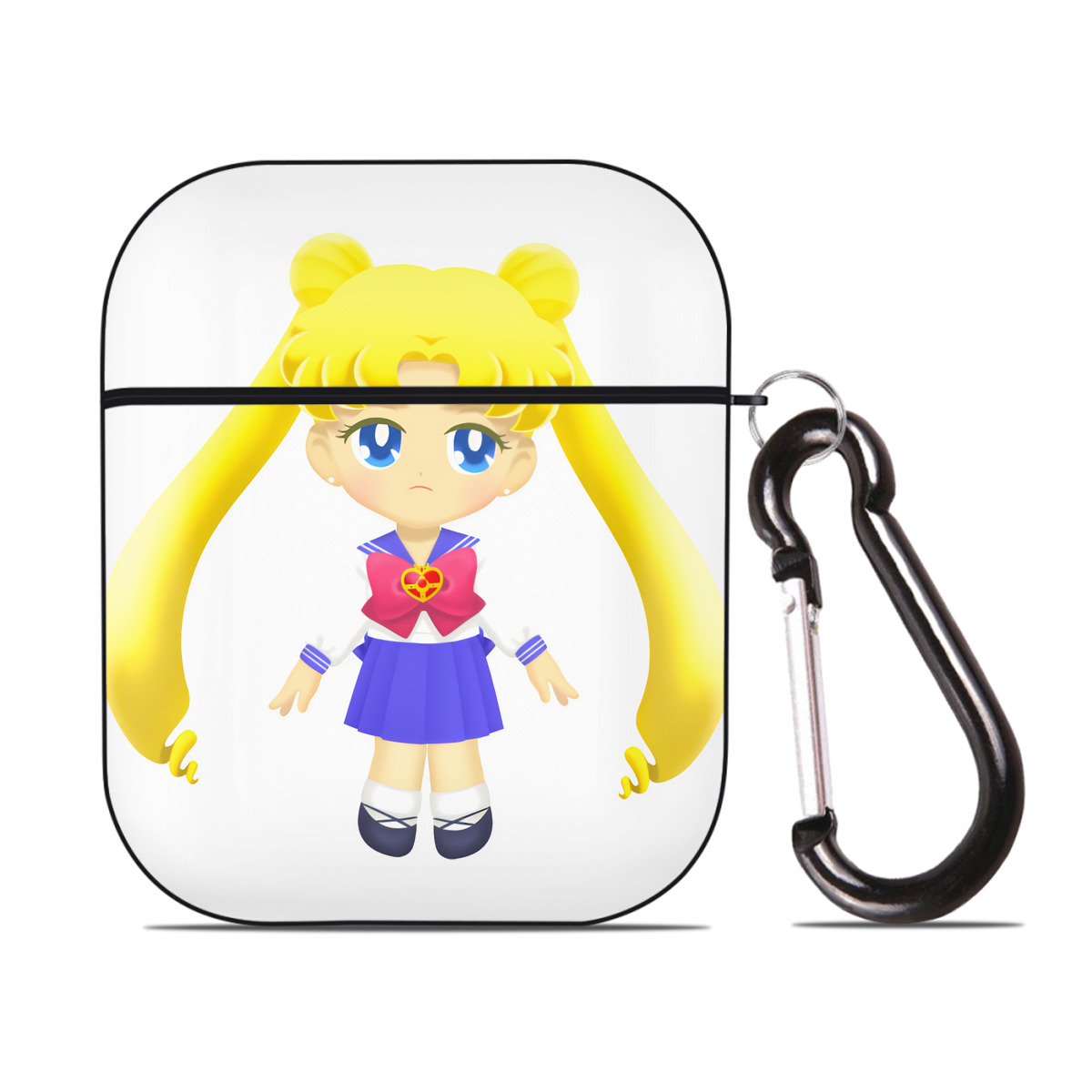 （画像用） 美少女戦士セーラームーン 愛野 美奈子 あいの みなこ Sailor Moon Aino Minako AirPods 第2世代保護ケース ハードシェル ブラック 耐衝撃・防指紋・カラビナ付き
