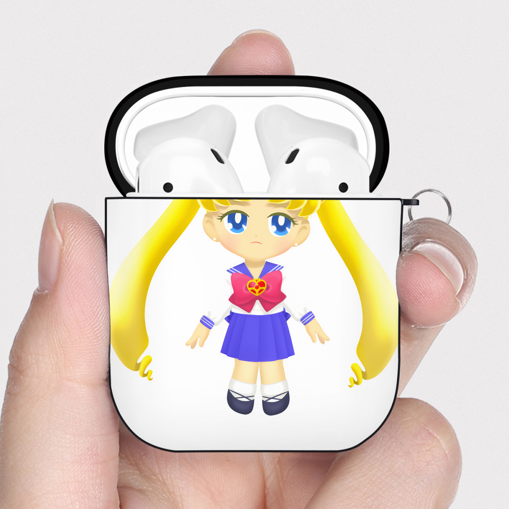 （画像用） 美少女戦士セーラームーン 愛野 美奈子 あいの みなこ Sailor Moon Aino Minako AirPods 第2世代保護ケース ハードシェル ブラック 耐衝撃・防指紋・カラビナ付き