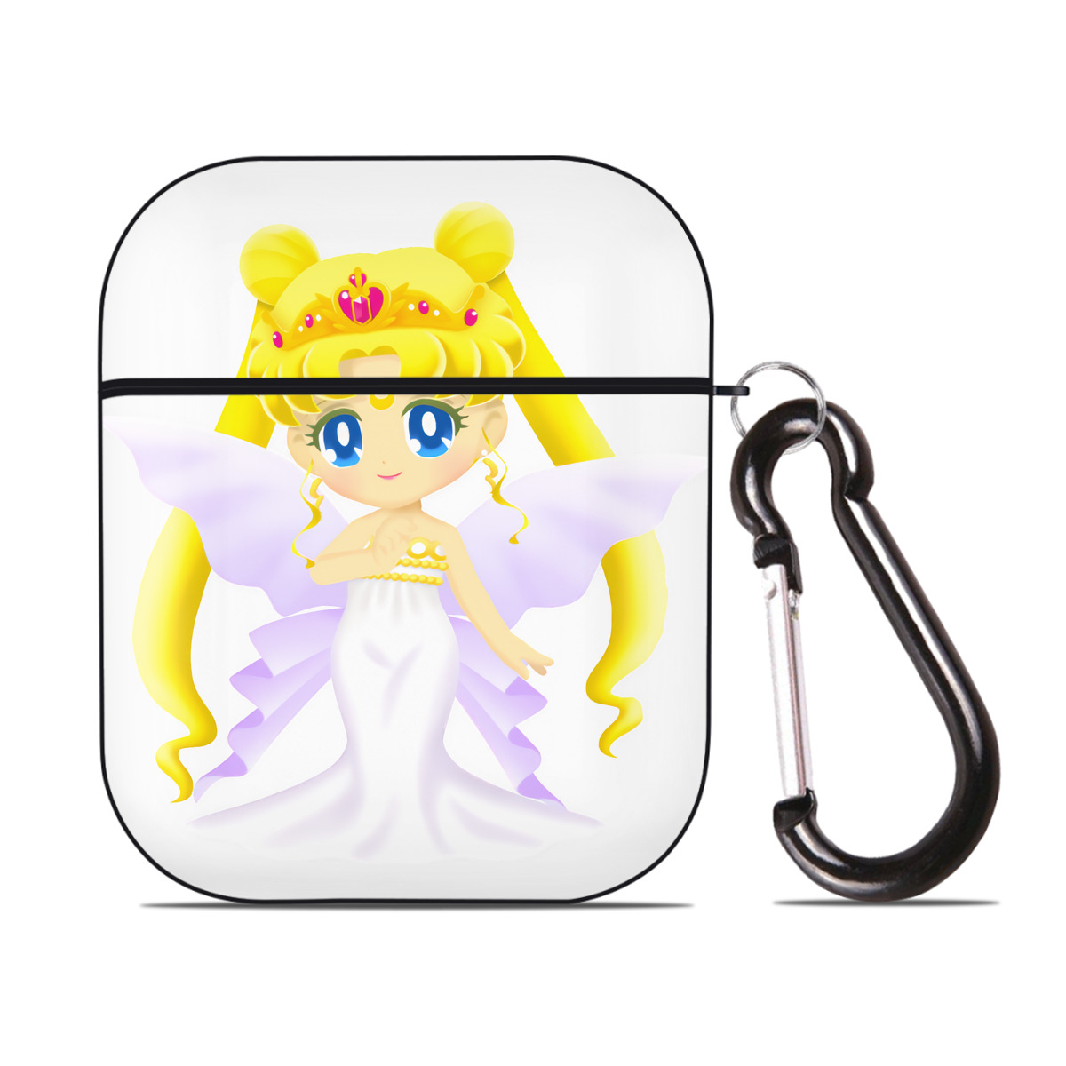 （画像用） 美少女戦士セーラームーン 愛野 美奈子 あいの みなこ Sailor Moon Aino Minako AirPods 第2世代保護ケース ハードシェル ブラック 耐衝撃・防指紋・カラビナ付き