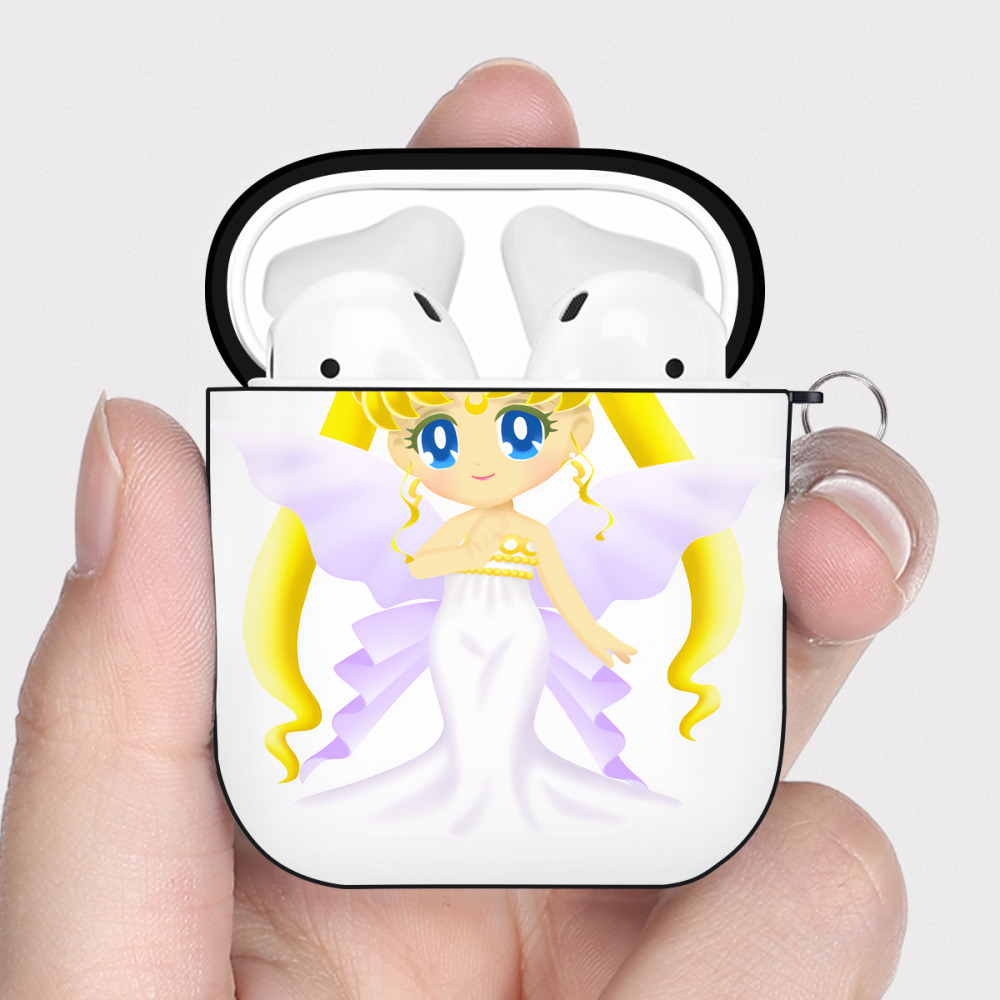 （画像用） 美少女戦士セーラームーン 愛野 美奈子 あいの みなこ Sailor Moon Aino Minako AirPods 第2世代保護ケース ハードシェル ブラック 耐衝撃・防指紋・カラビナ付き