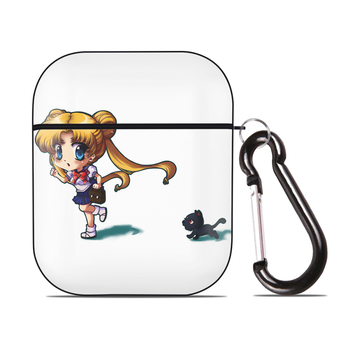 （画像用） 美少女戦士セーラームーン 愛野 美奈子 あいの みなこ Sailor Moon Aino Minako AirPods 第2世代保護ケース ハードシェル ブラック 耐衝撃・防指紋・カラビナ付き