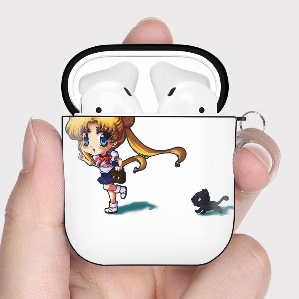 （画像用） 美少女戦士セーラームーン 愛野 美奈子 あいの みなこ Sailor Moon Aino Minako AirPods 第2世代保護ケース ハードシェル ブラック 耐衝撃・防指紋・カラビナ付き
