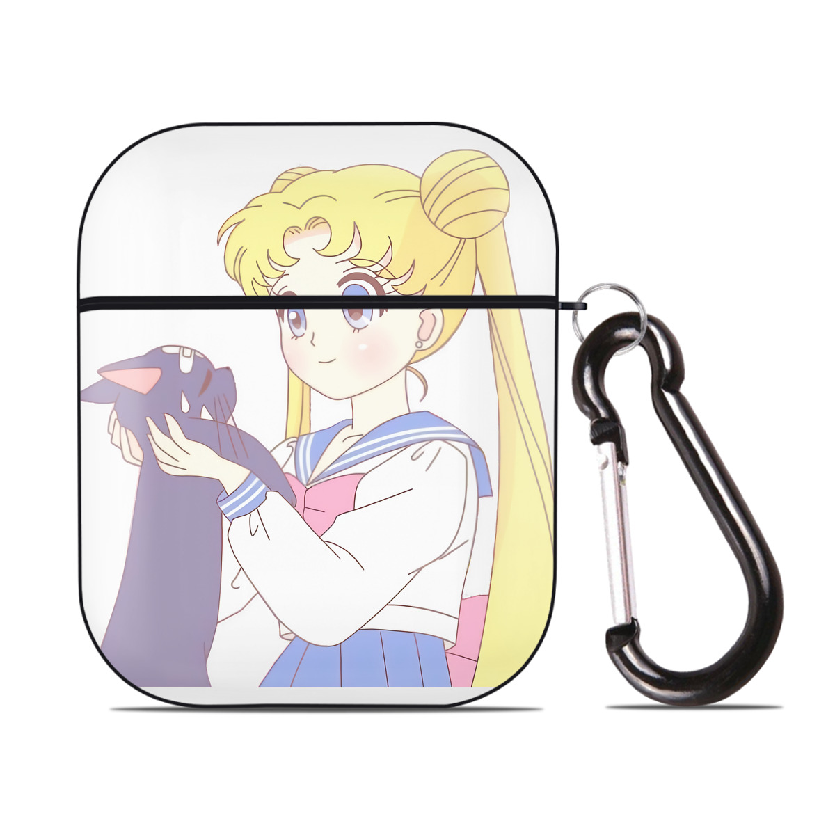 （画像用） 美少女戦士セーラームーン 愛野 美奈子 あいの みなこ Sailor Moon Aino Minako AirPods 第2世代保護ケース ハードシェル ブラック 耐衝撃・防指紋・カラビナ付き