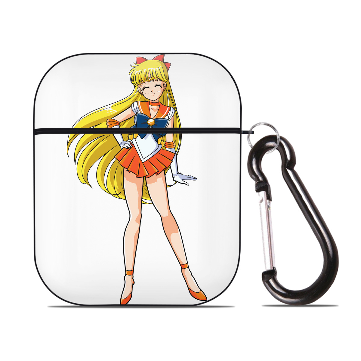 （画像用） 美少女戦士セーラームーン 愛野 美奈子 あいの みなこ Sailor Moon Aino Minako AirPods 第2世代保護ケース ハードシェル ブラック 耐衝撃・防指紋・カラビナ付き