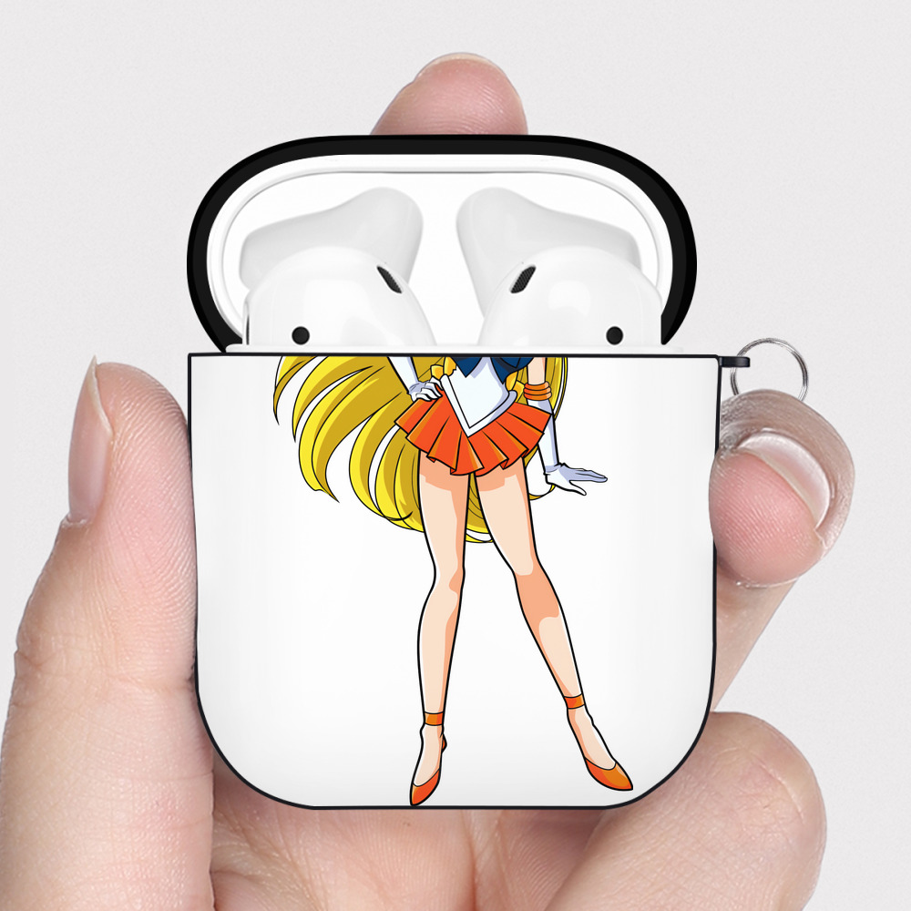 （画像用） 美少女戦士セーラームーン 愛野 美奈子 あいの みなこ Sailor Moon Aino Minako AirPods 第2世代保護ケース ハードシェル ブラック 耐衝撃・防指紋・カラビナ付き