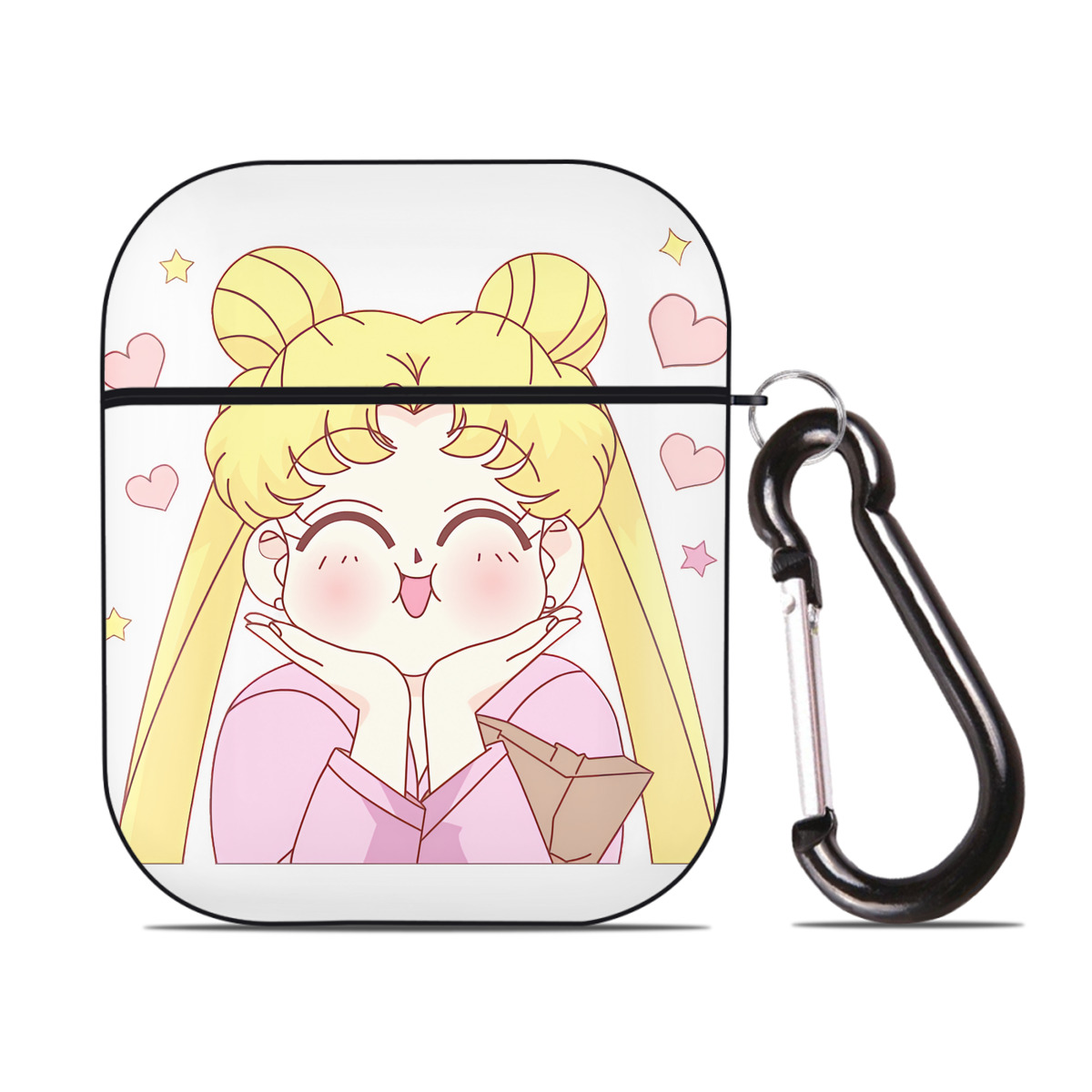（画像用） 美少女戦士セーラームーン 愛野 美奈子 あいの みなこ Sailor Moon Aino Minako AirPods 第2世代保護ケース ハードシェル ブラック 耐衝撃・防指紋・カラビナ付き