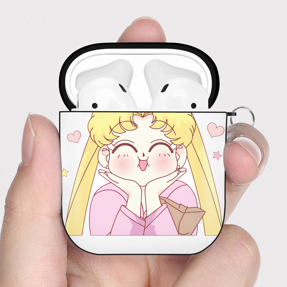 （画像用） 美少女戦士セーラームーン 愛野 美奈子 あいの みなこ Sailor Moon Aino Minako AirPods 第2世代保護ケース ハードシェル ブラック 耐衝撃・防指紋・カラビナ付き