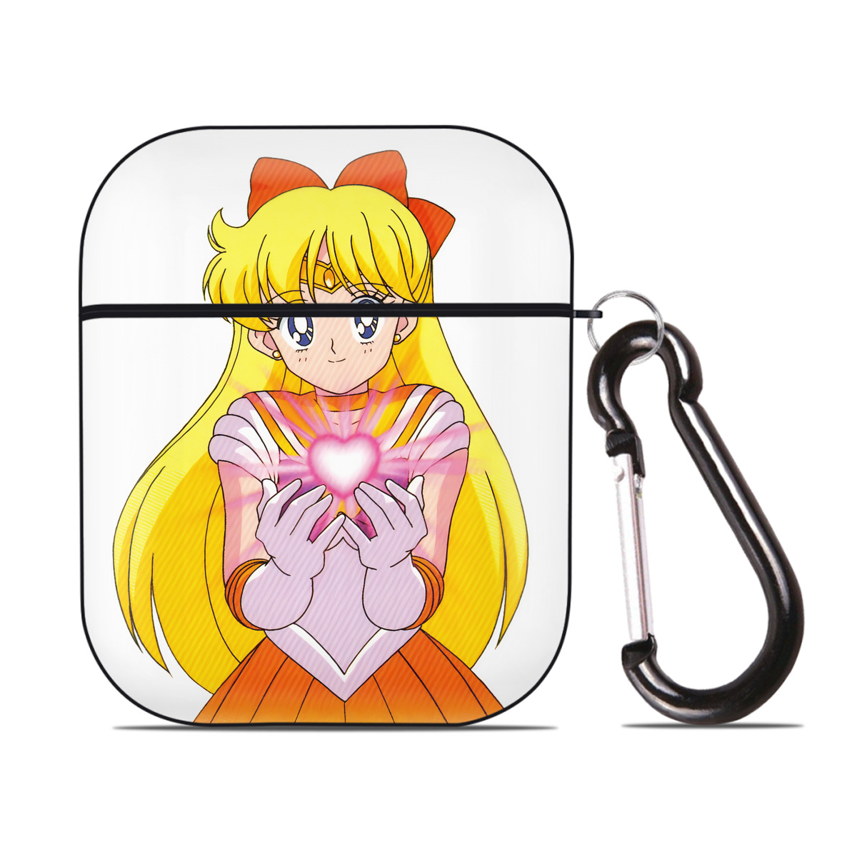 （画像用） 美少女戦士セーラームーン 愛野 美奈子 あいの みなこ Sailor Moon Aino Minako AirPods 第2世代保護ケース ハードシェル ブラック 耐衝撃・防指紋・カラビナ付き
