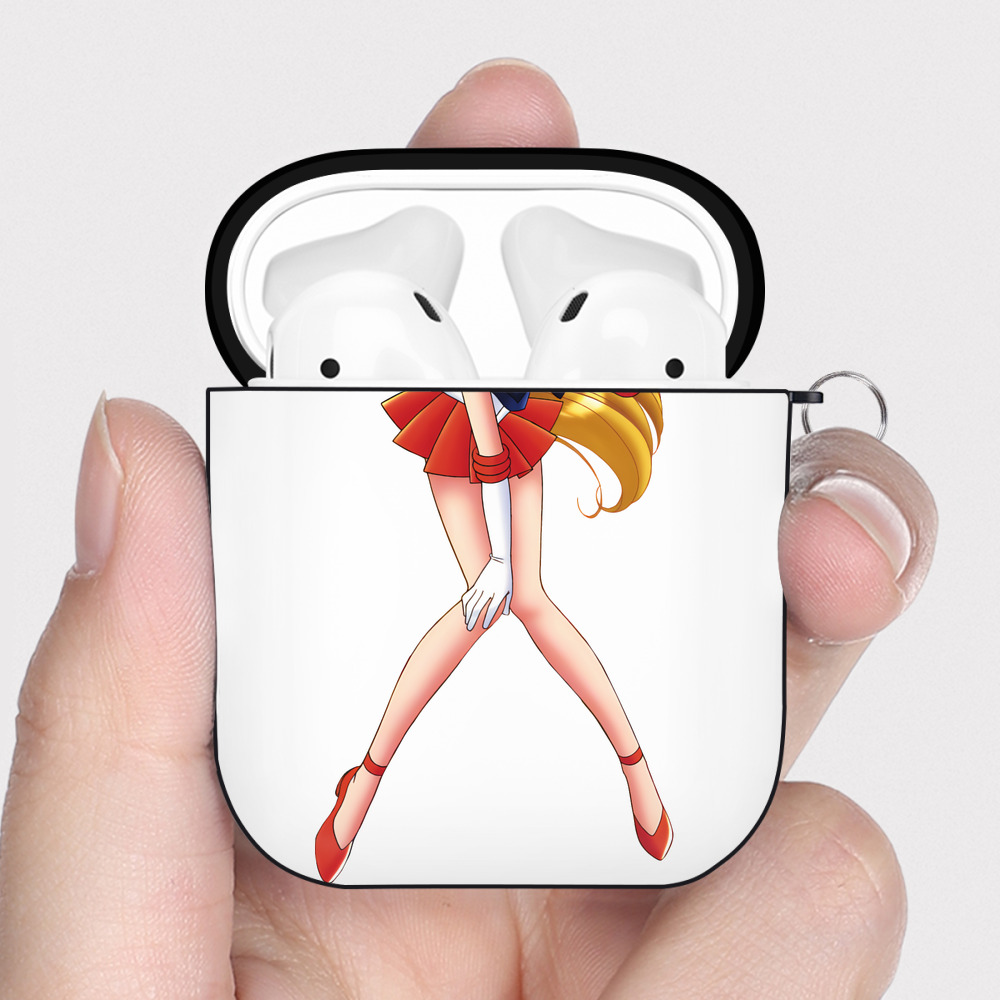 （画像用） 美少女戦士セーラームーン 愛野 美奈子 あいの みなこ Sailor Moon Aino Minako AirPods 第2世代保護ケース ハードシェル ブラック 耐衝撃・防指紋・カラビナ付き