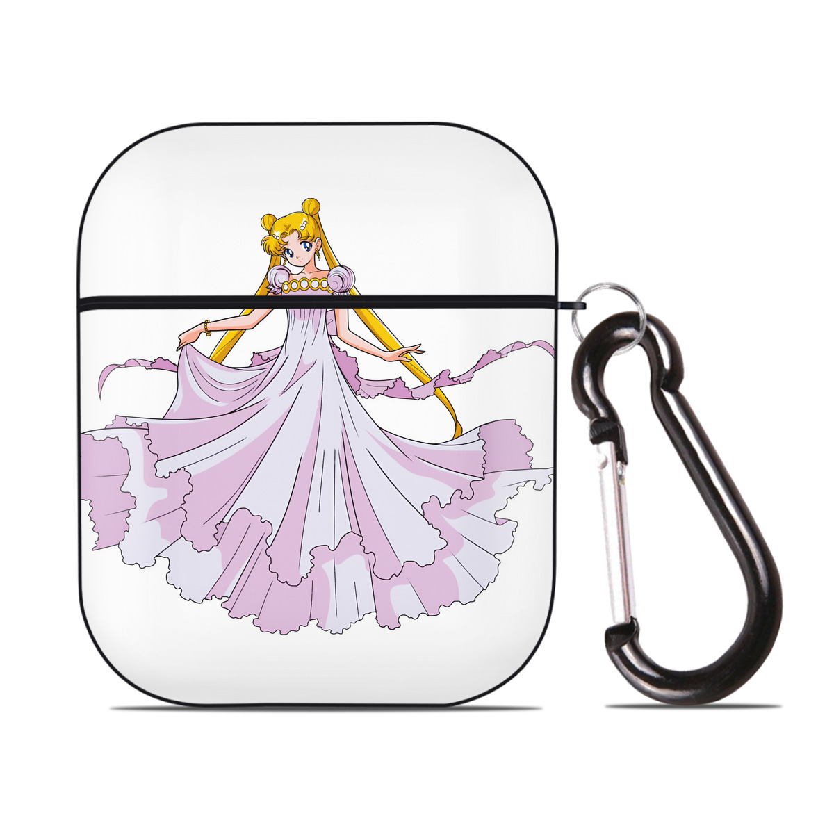 （画像用） 美少女戦士セーラームーン 愛野 美奈子 あいの みなこ Sailor Moon Aino Minako AirPods 第2世代保護ケース ハードシェル ブラック 耐衝撃・防指紋・カラビナ付き