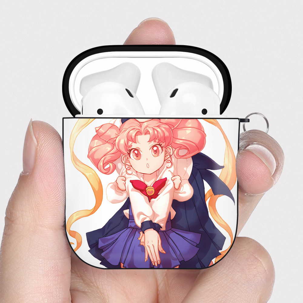 （画像用） 美少女戦士セーラームーン 愛野 美奈子 あいの みなこ Sailor Moon Aino Minako AirPods 第2世代保護ケース ハードシェル ブラック 耐衝撃・防指紋・カラビナ付き