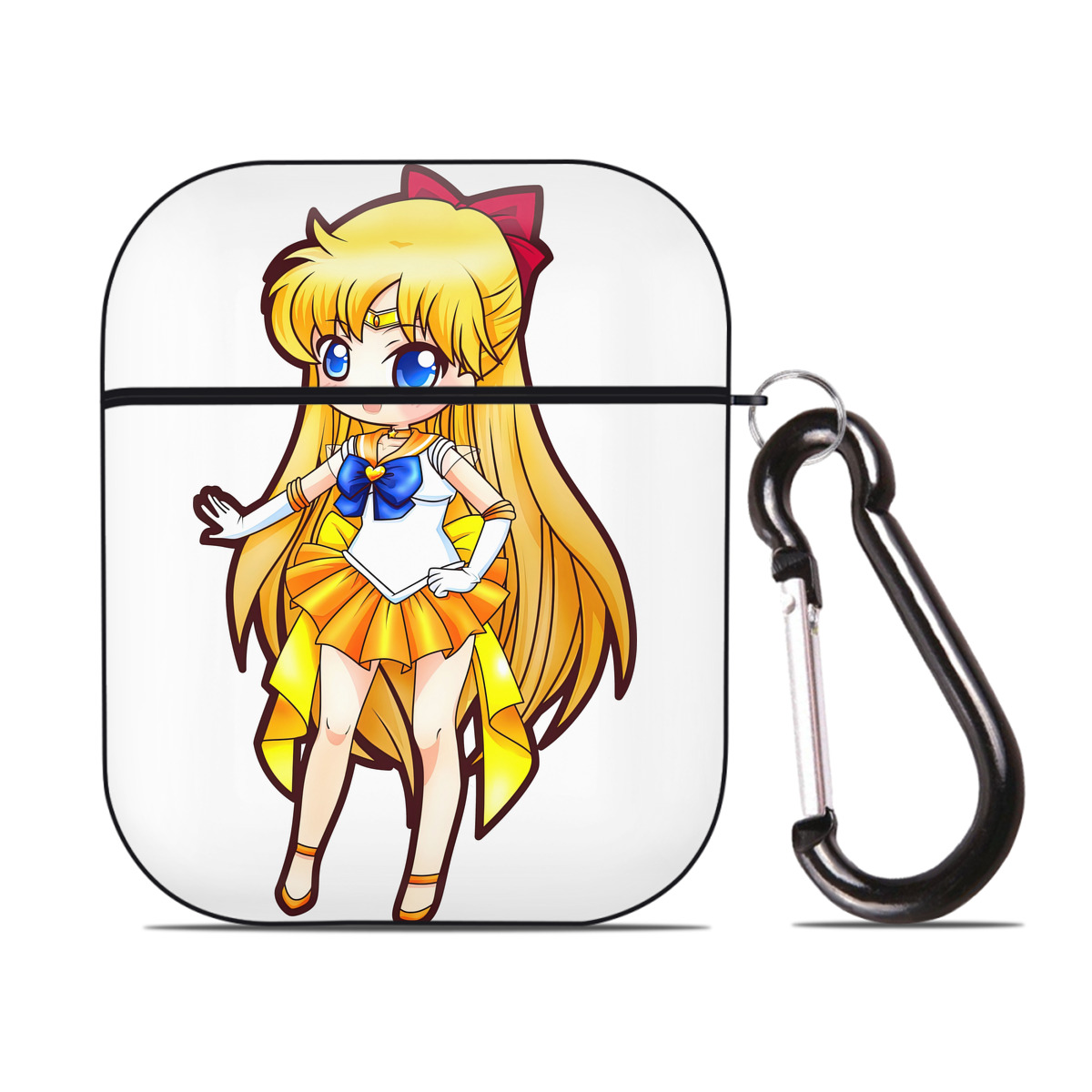 （画像用） 美少女戦士セーラームーン 愛野 美奈子 あいの みなこ Sailor Moon Aino Minako AirPods 第2世代保護ケース ハードシェル ブラック 耐衝撃・防指紋・カラビナ付き