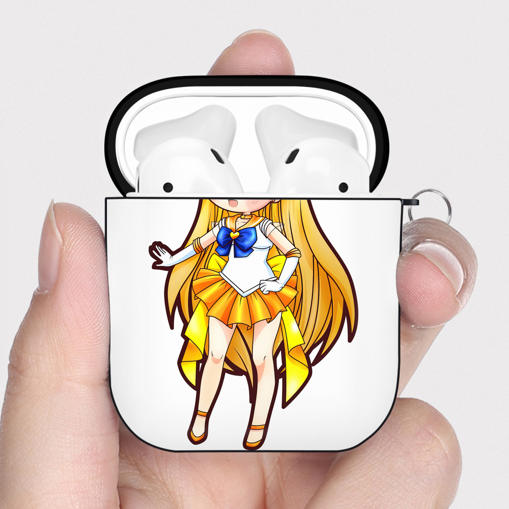 （画像用） 美少女戦士セーラームーン 愛野 美奈子 あいの みなこ Sailor Moon Aino Minako AirPods 第2世代保護ケース ハードシェル ブラック 耐衝撃・防指紋・カラビナ付き