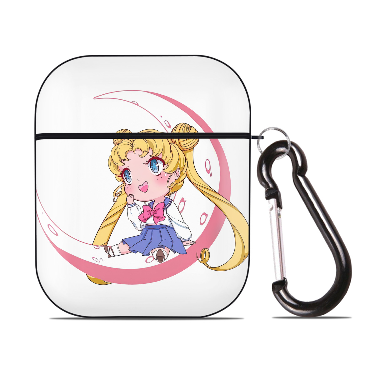（画像用） 美少女戦士セーラームーン 愛野 美奈子 あいの みなこ Sailor Moon Aino Minako AirPods 第2世代保護ケース ハードシェル ブラック 耐衝撃・防指紋・カラビナ付き