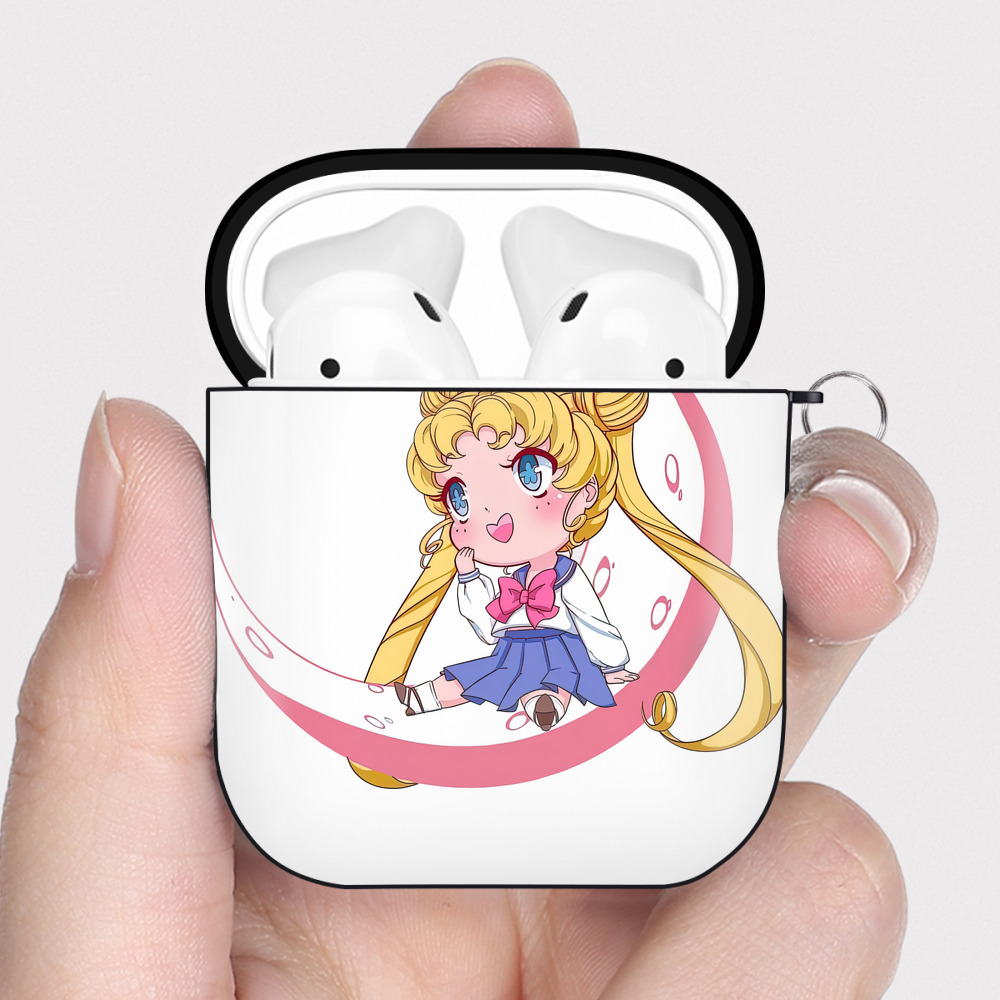 （画像用） 美少女戦士セーラームーン 愛野 美奈子 あいの みなこ Sailor Moon Aino Minako AirPods 第2世代保護ケース ハードシェル ブラック 耐衝撃・防指紋・カラビナ付き
