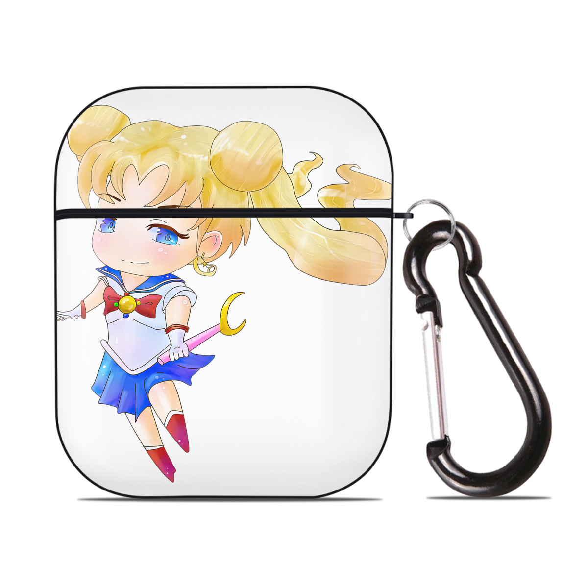 （画像用） 美少女戦士セーラームーン 愛野 美奈子 あいの みなこ Sailor Moon Aino Minako AirPods 第2世代保護ケース ハードシェル ブラック 耐衝撃・防指紋・カラビナ付き