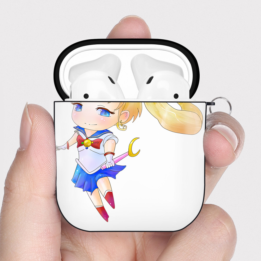 （画像用） 美少女戦士セーラームーン 愛野 美奈子 あいの みなこ Sailor Moon Aino Minako AirPods 第2世代保護ケース ハードシェル ブラック 耐衝撃・防指紋・カラビナ付き