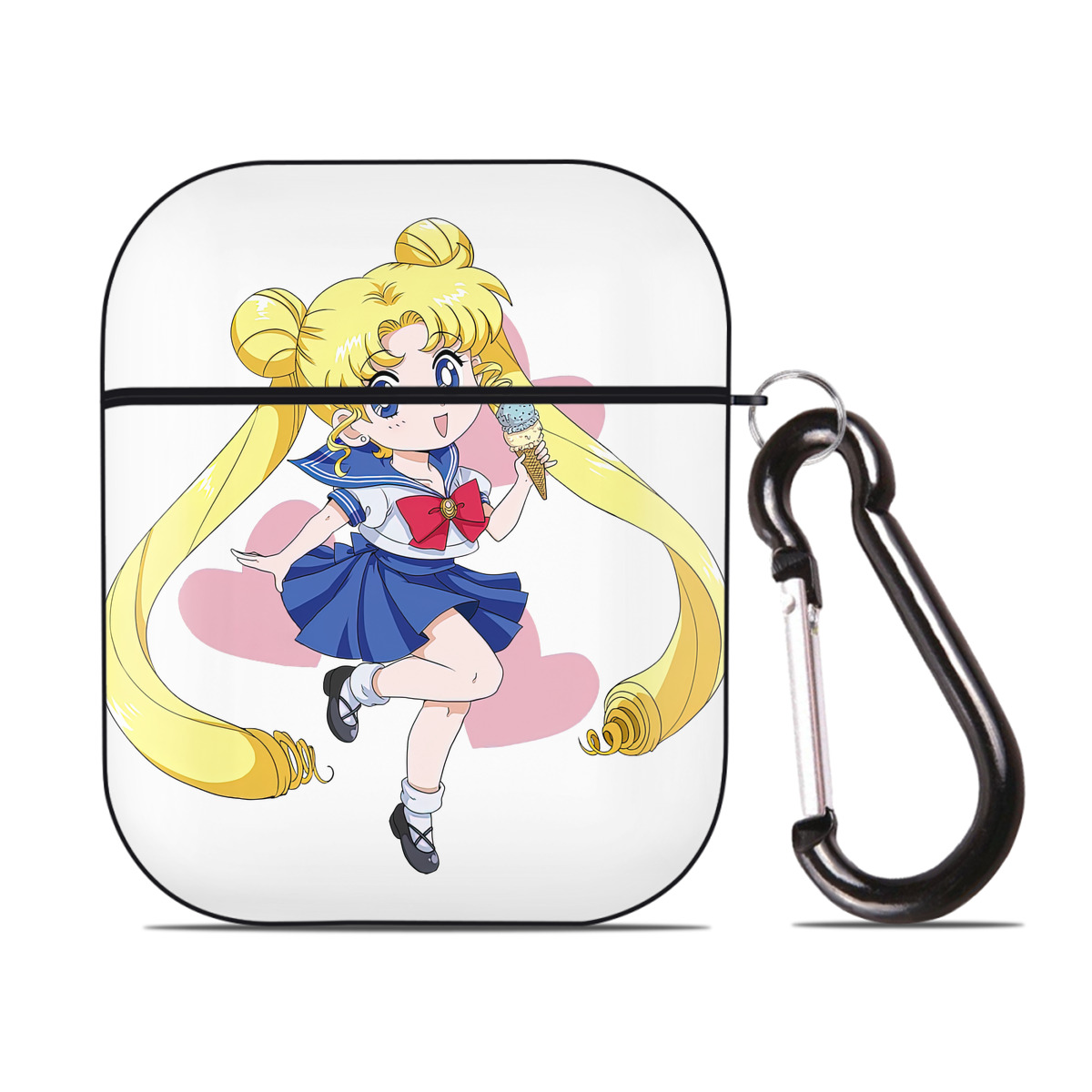 （画像用） 美少女戦士セーラームーン 愛野 美奈子 あいの みなこ Sailor Moon Aino Minako AirPods 第2世代保護ケース ハードシェル ブラック 耐衝撃・防指紋・カラビナ付き