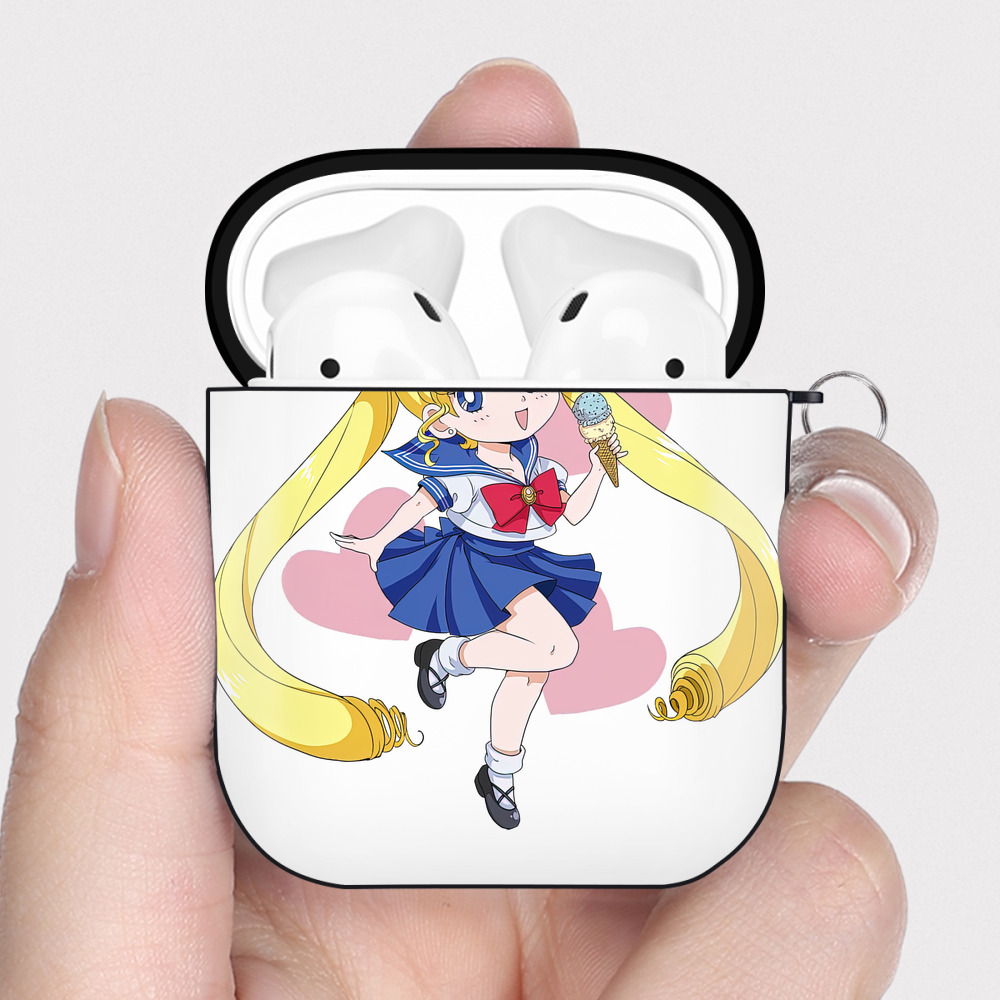 （画像用） 美少女戦士セーラームーン 愛野 美奈子 あいの みなこ Sailor Moon Aino Minako AirPods 第2世代保護ケース ハードシェル ブラック 耐衝撃・防指紋・カラビナ付き