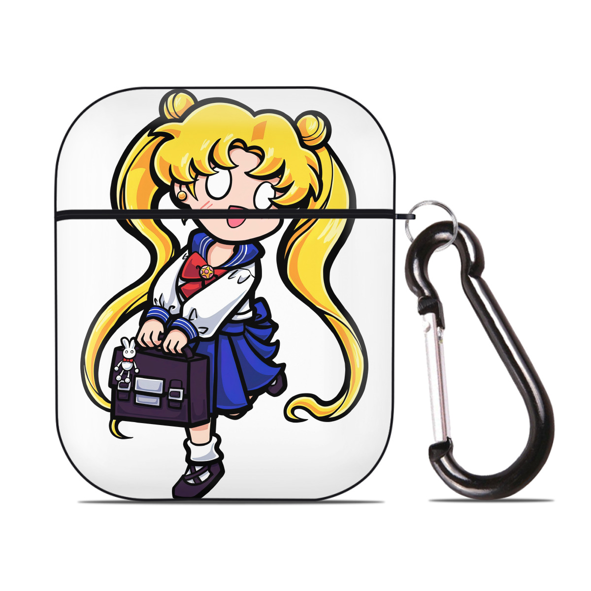 （画像用） 美少女戦士セーラームーン 愛野 美奈子 あいの みなこ Sailor Moon Aino Minako AirPods 第2世代保護ケース ハードシェル ブラック 耐衝撃・防指紋・カラビナ付き