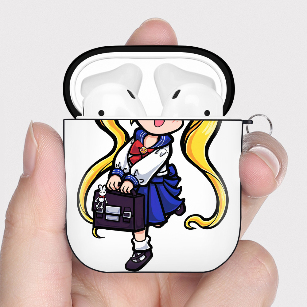 （画像用） 美少女戦士セーラームーン 愛野 美奈子 あいの みなこ Sailor Moon Aino Minako AirPods 第2世代保護ケース ハードシェル ブラック 耐衝撃・防指紋・カラビナ付き