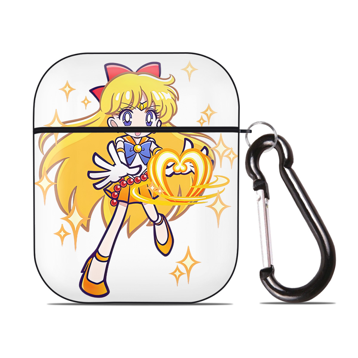 （画像用） 美少女戦士セーラームーン 愛野 美奈子 あいの みなこ Sailor Moon Aino Minako AirPods 第2世代保護ケース ハードシェル ブラック 耐衝撃・防指紋・カラビナ付き