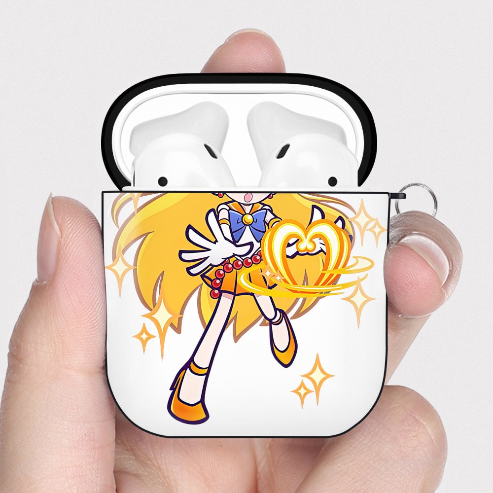 （画像用） 美少女戦士セーラームーン 愛野 美奈子 あいの みなこ Sailor Moon Aino Minako AirPods 第2世代保護ケース ハードシェル ブラック 耐衝撃・防指紋・カラビナ付き