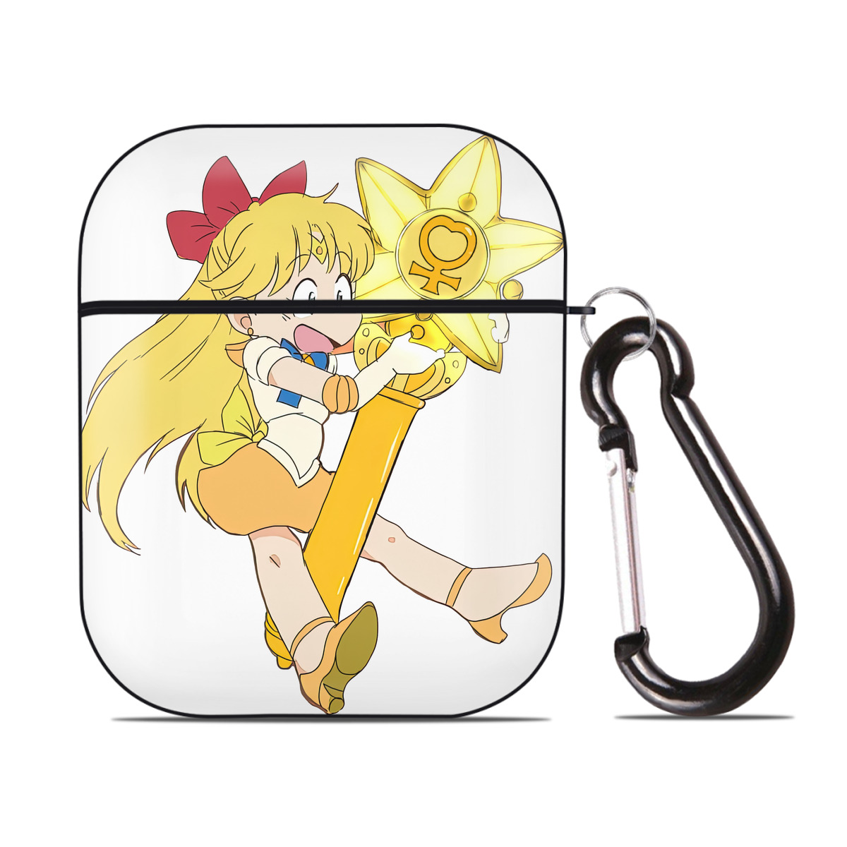 （画像用） 美少女戦士セーラームーン 愛野 美奈子 あいの みなこ Sailor Moon Aino Minako AirPods 第2世代保護ケース ハードシェル ブラック 耐衝撃・防指紋・カラビナ付き