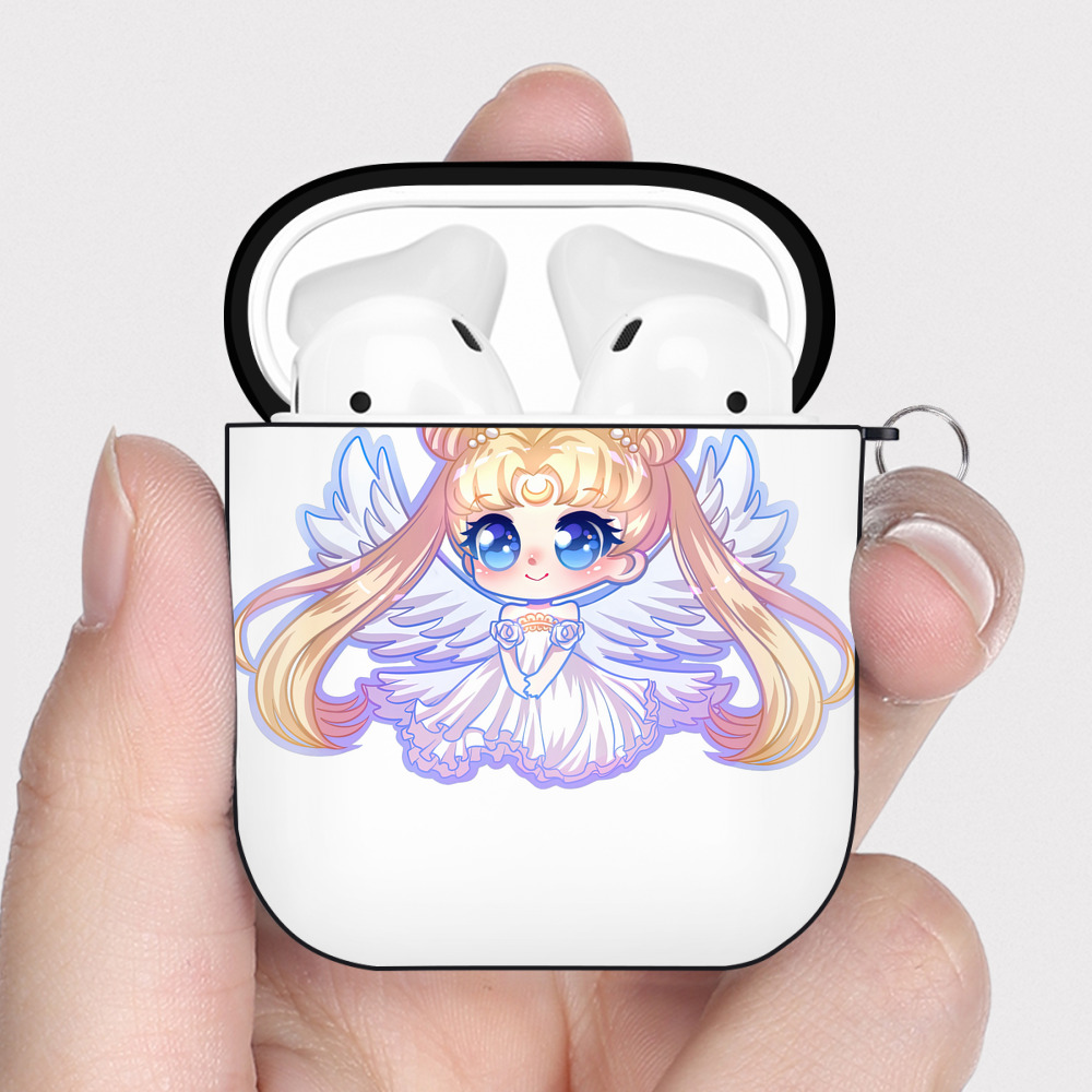 （画像用） 美少女戦士セーラームーン 愛野 美奈子 あいの みなこ Sailor Moon Aino Minako AirPods 第2世代保護ケース ハードシェル ブラック 耐衝撃・防指紋・カラビナ付き