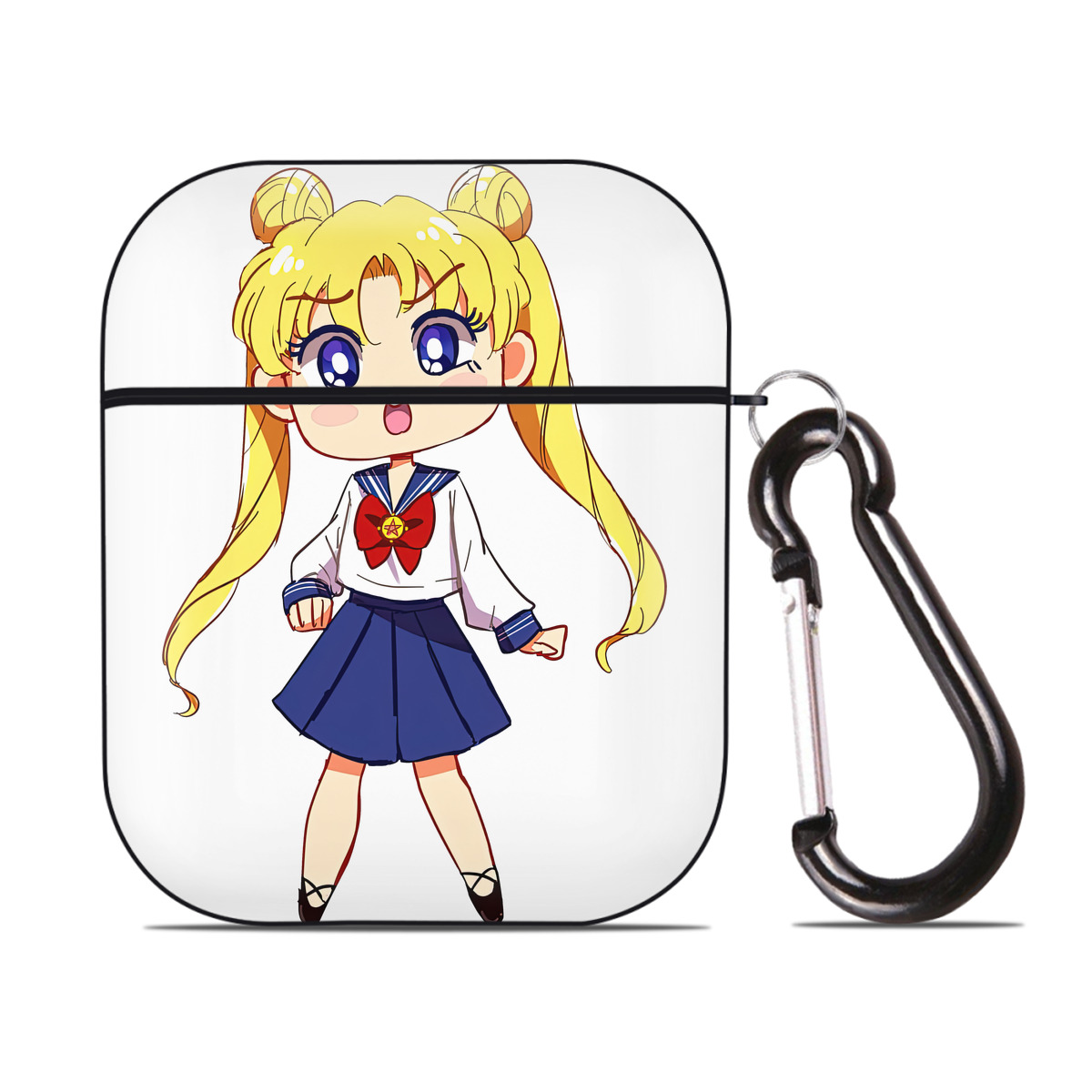 （画像用） 美少女戦士セーラームーン 愛野 美奈子 あいの みなこ Sailor Moon Aino Minako AirPods 第2世代保護ケース ハードシェル ブラック 耐衝撃・防指紋・カラビナ付き