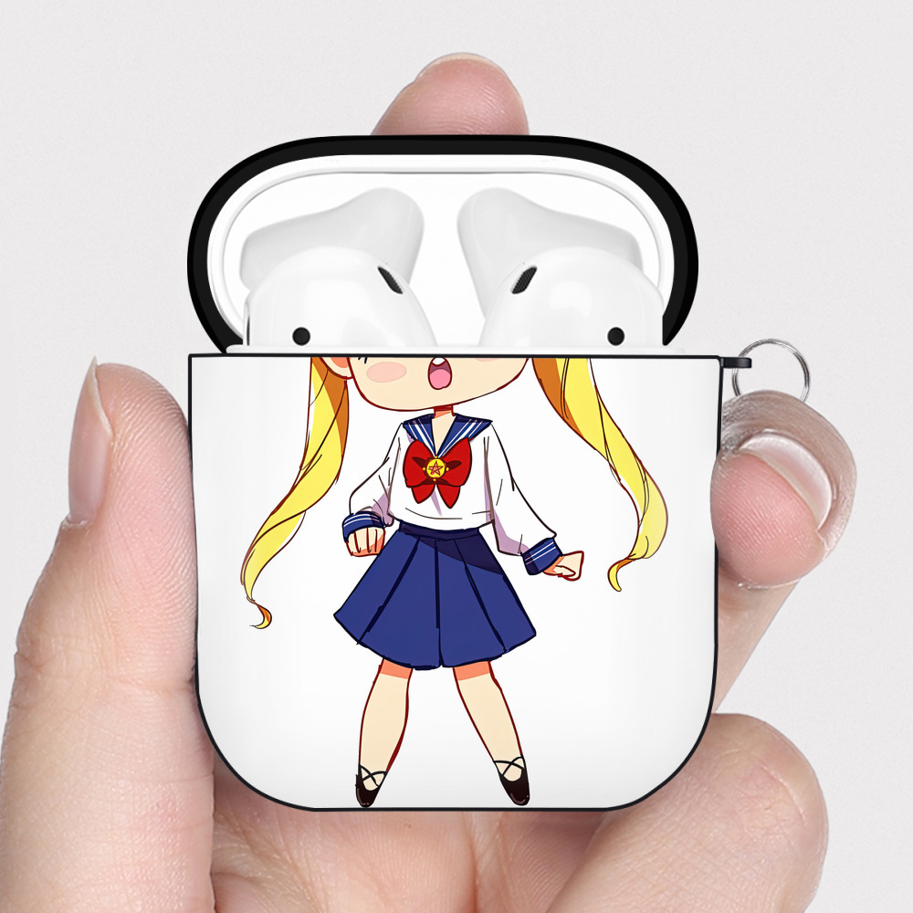 （画像用） 美少女戦士セーラームーン 愛野 美奈子 あいの みなこ Sailor Moon Aino Minako AirPods 第2世代保護ケース ハードシェル ブラック 耐衝撃・防指紋・カラビナ付き