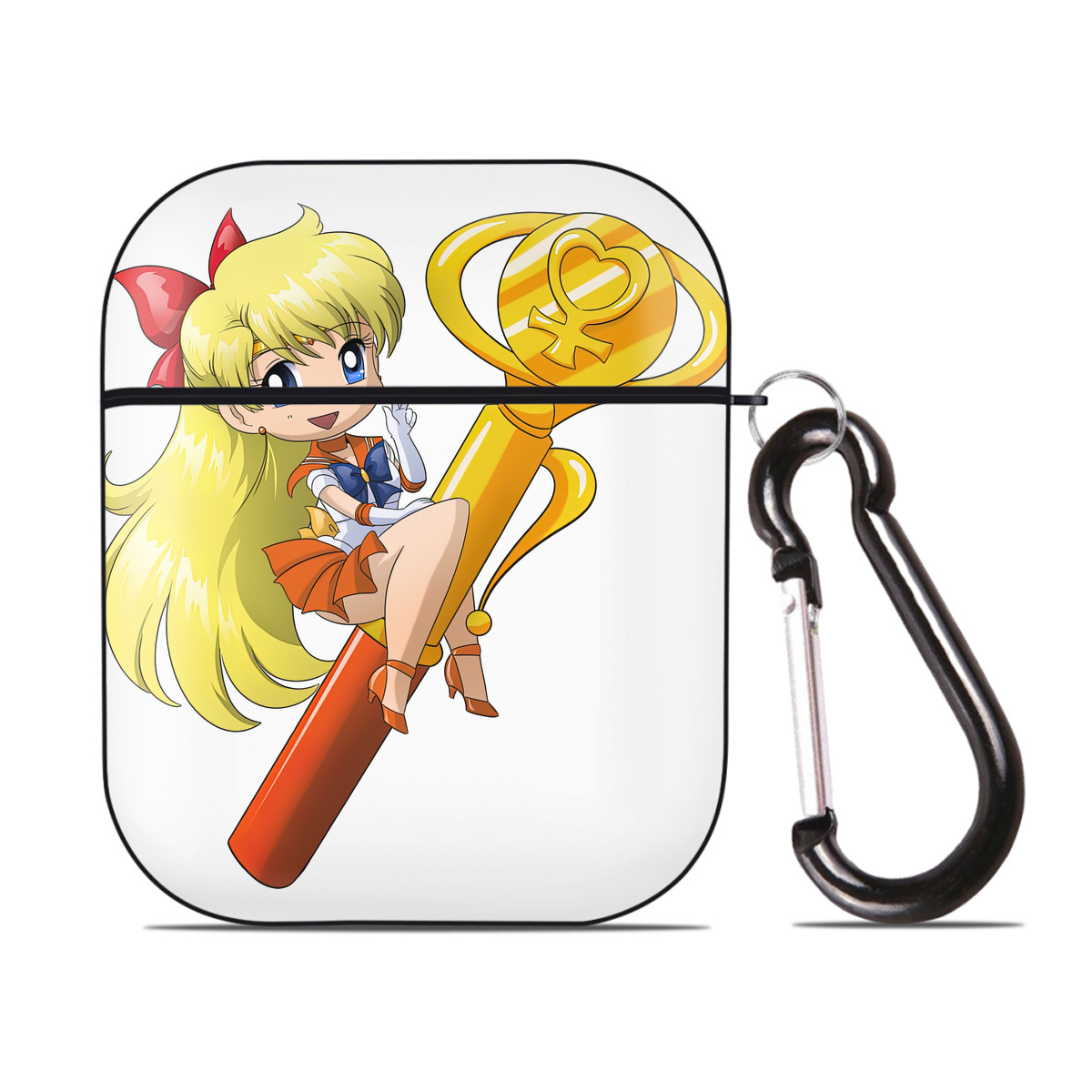 （画像用） 美少女戦士セーラームーン 愛野 美奈子 あいの みなこ Sailor Moon Aino Minako AirPods 第2世代保護ケース ハードシェル ブラック 耐衝撃・防指紋・カラビナ付き