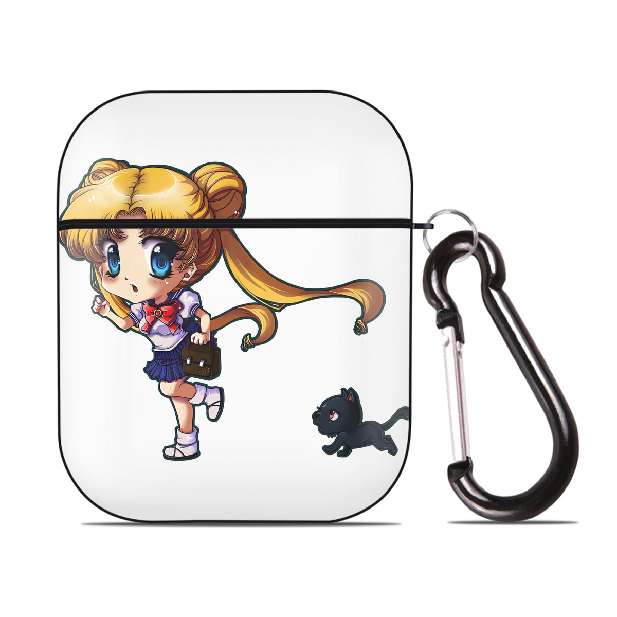 （画像用） 美少女戦士セーラームーン 愛野 美奈子 あいの みなこ Sailor Moon Aino Minako AirPods 第2世代保護ケース ハードシェル ブラック 耐衝撃・防指紋・カラビナ付き