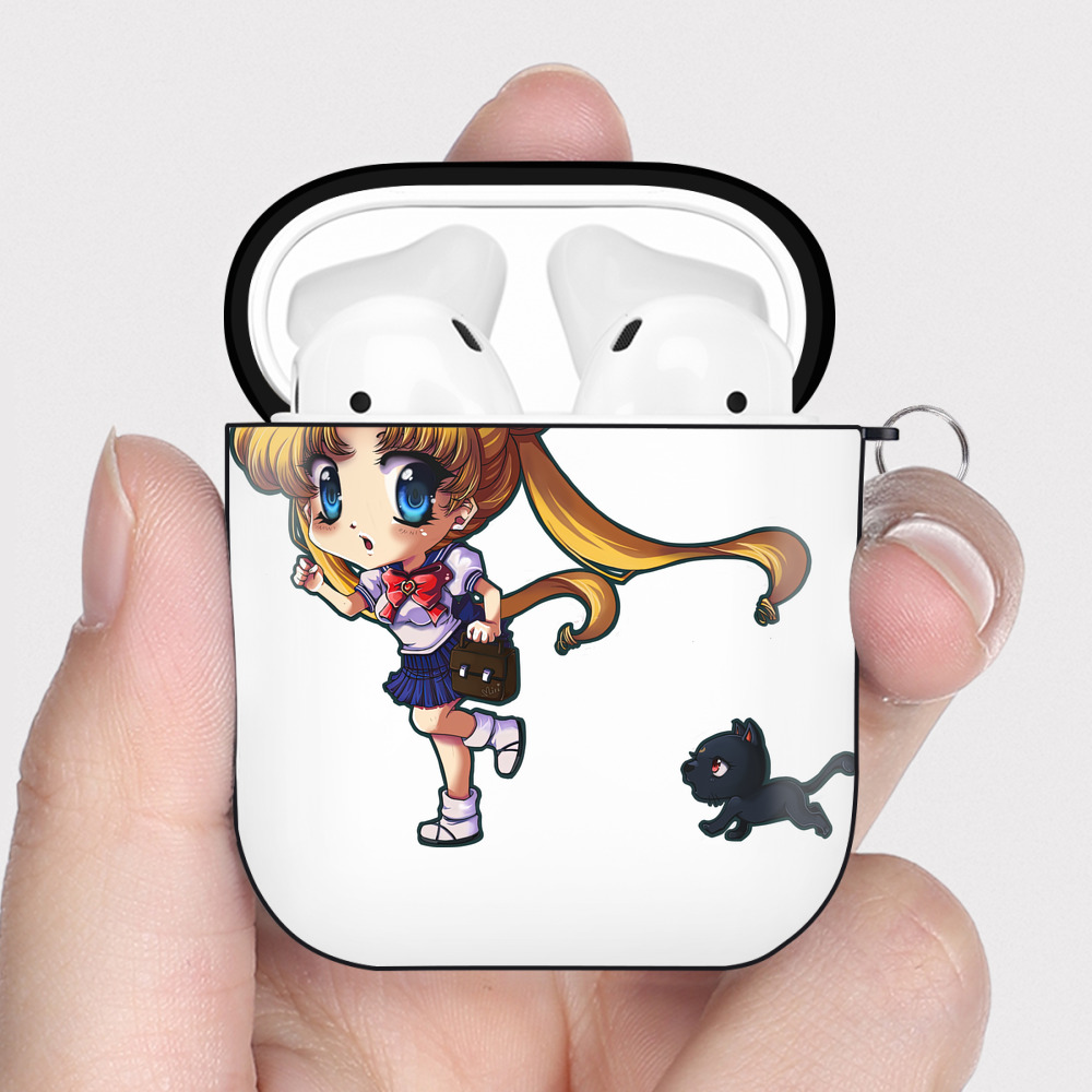 （画像用） 美少女戦士セーラームーン 愛野 美奈子 あいの みなこ Sailor Moon Aino Minako AirPods 第2世代保護ケース ハードシェル ブラック 耐衝撃・防指紋・カラビナ付き