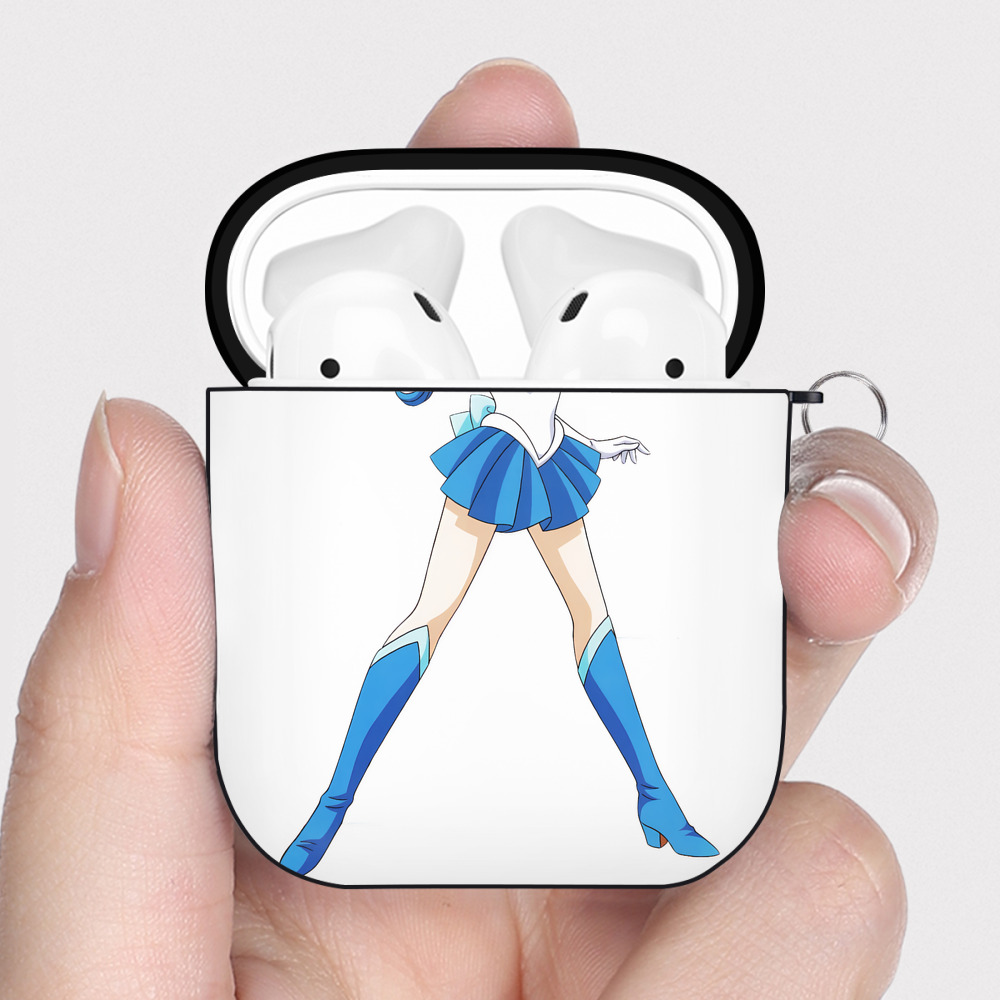 （画像用） 美少女戦士セーラームーン 海王 みちる（かいおう みちる） Sailor Moon Kaiou Michiru AirPods 第2世代保護ケース ハードシェル ブラック 耐衝撃・防指紋・カラビナ付き