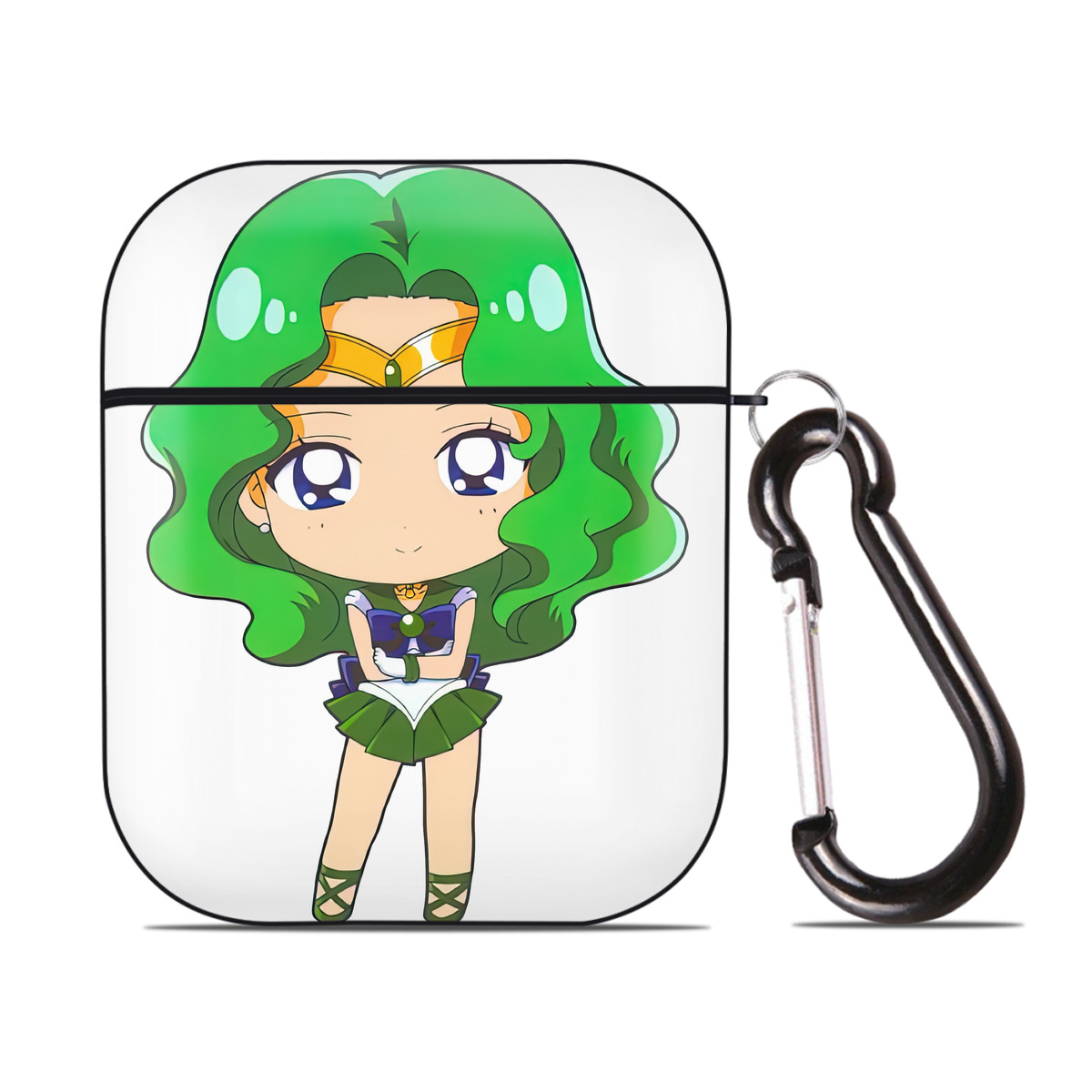 （画像用） 美少女戦士セーラームーン 海王 みちる（かいおう みちる） Sailor Moon Kaiou Michiru AirPods 第2世代保護ケース ハードシェル ブラック 耐衝撃・防指紋・カラビナ付き