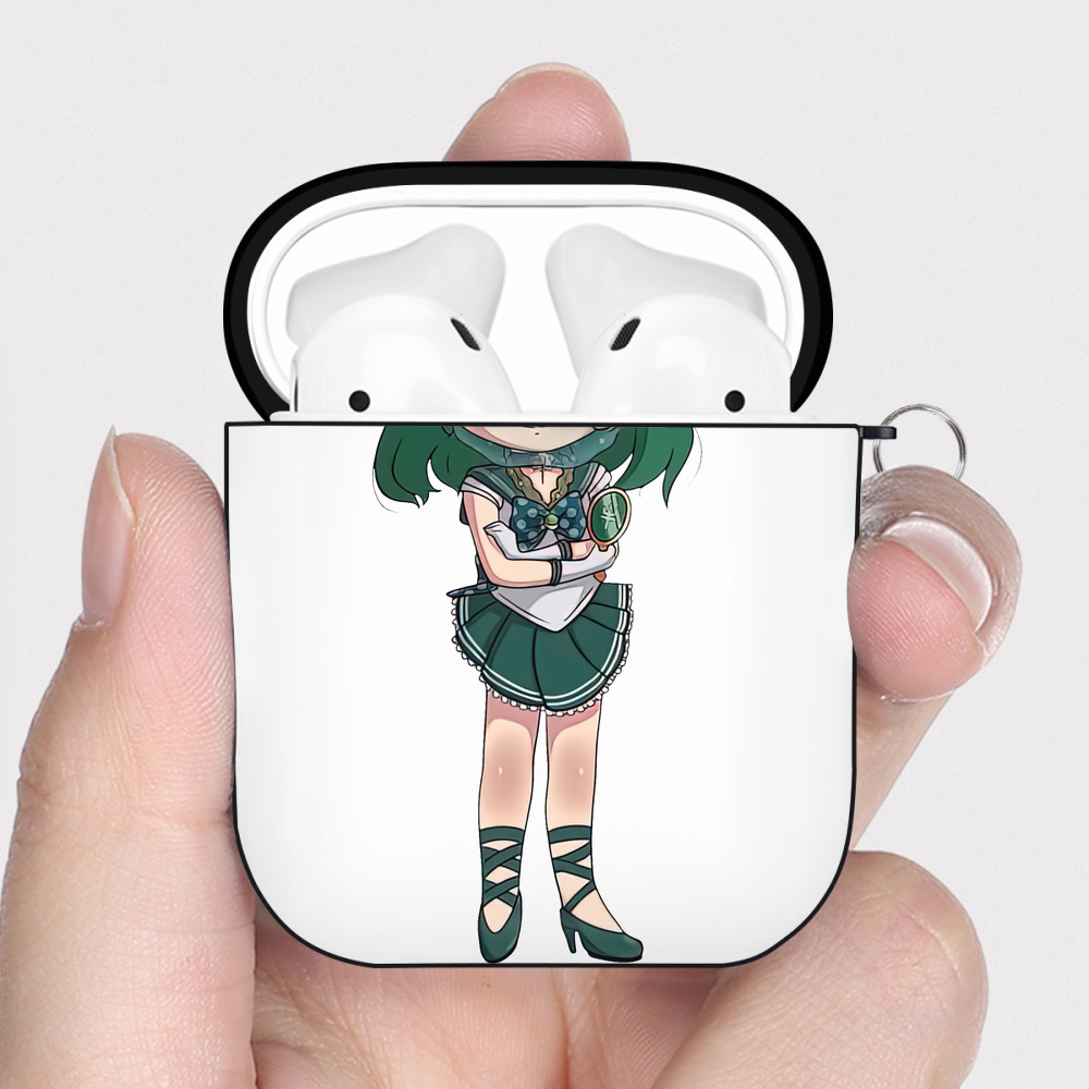 （画像用） 美少女戦士セーラームーン 海王 みちる（かいおう みちる） Sailor Moon Kaiou Michiru AirPods 第2世代保護ケース ハードシェル ブラック 耐衝撃・防指紋・カラビナ付き