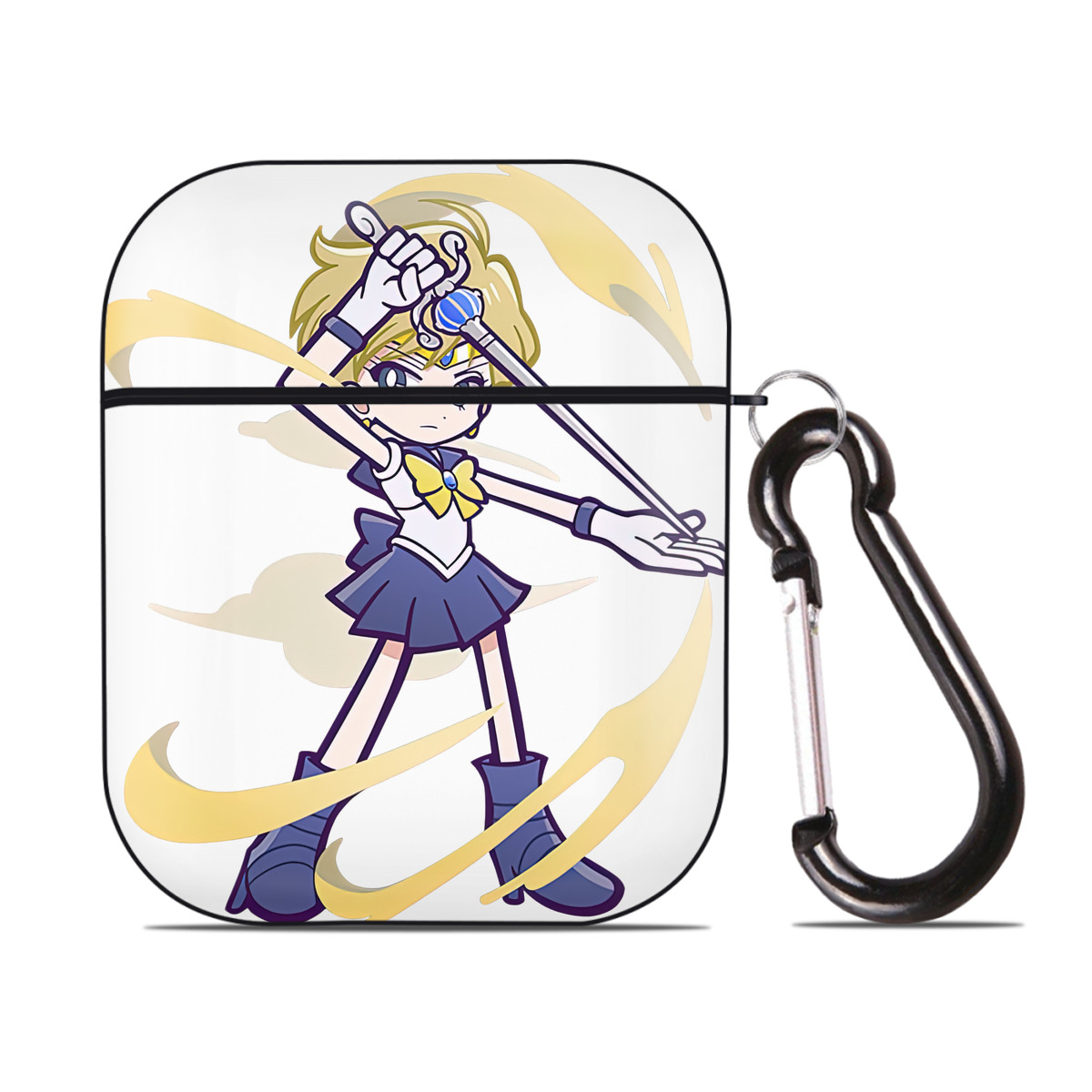 （画像用） 美少女戦士セーラームーン 天王はるか Sailor Moon Tenoh Haruka AirPods 第2世代保護ケース ハードシェル ブラック 耐衝撃・防指紋・カラビナ付き
