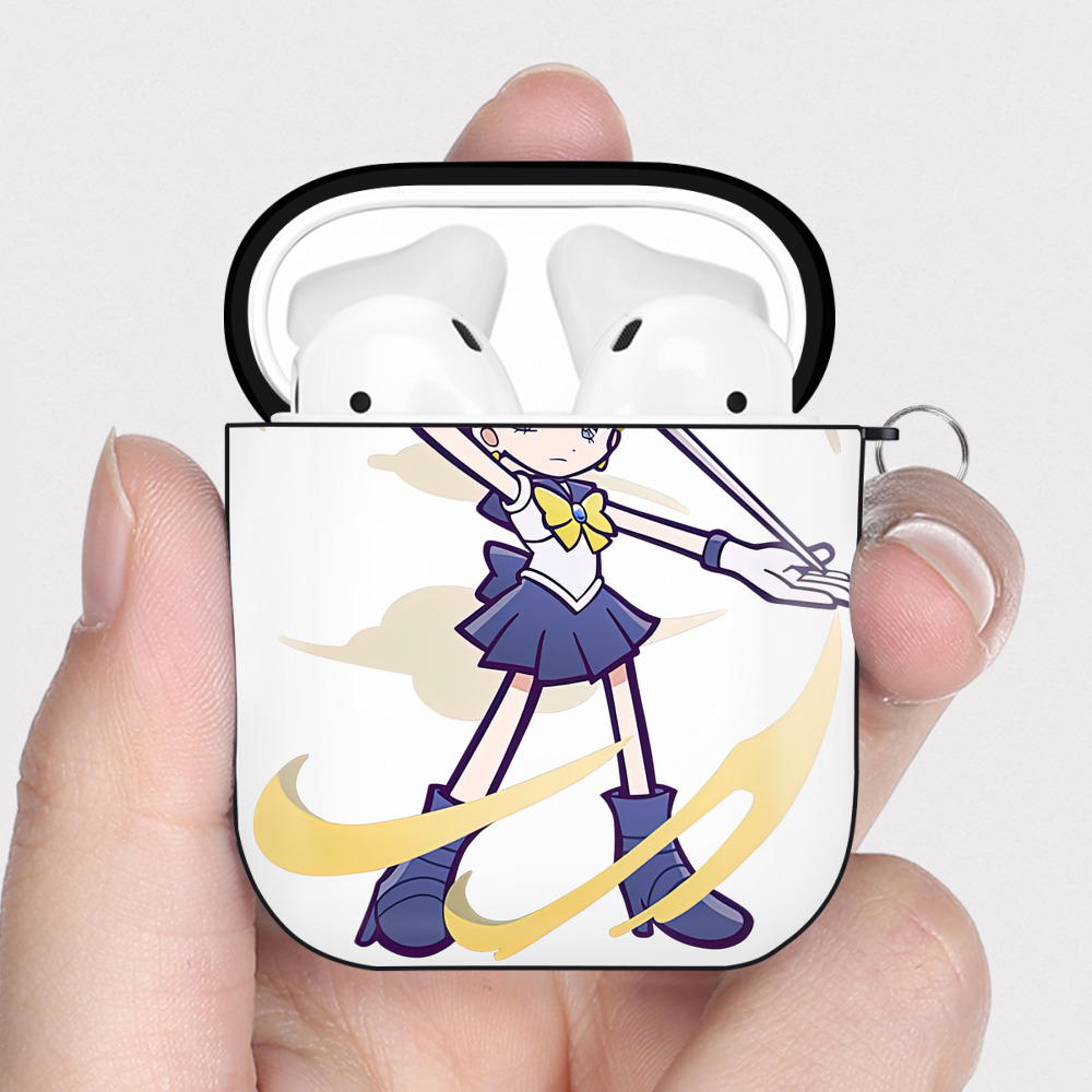 （画像用） 美少女戦士セーラームーン 天王はるか Sailor Moon Tenoh Haruka AirPods 第2世代保護ケース ハードシェル ブラック 耐衝撃・防指紋・カラビナ付き
