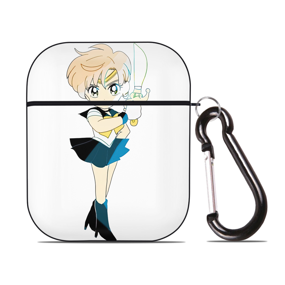 （画像用） 美少女戦士セーラームーン 天王はるか Sailor Moon Tenoh Haruka AirPods 第2世代保護ケース ハードシェル ブラック 耐衝撃・防指紋・カラビナ付き