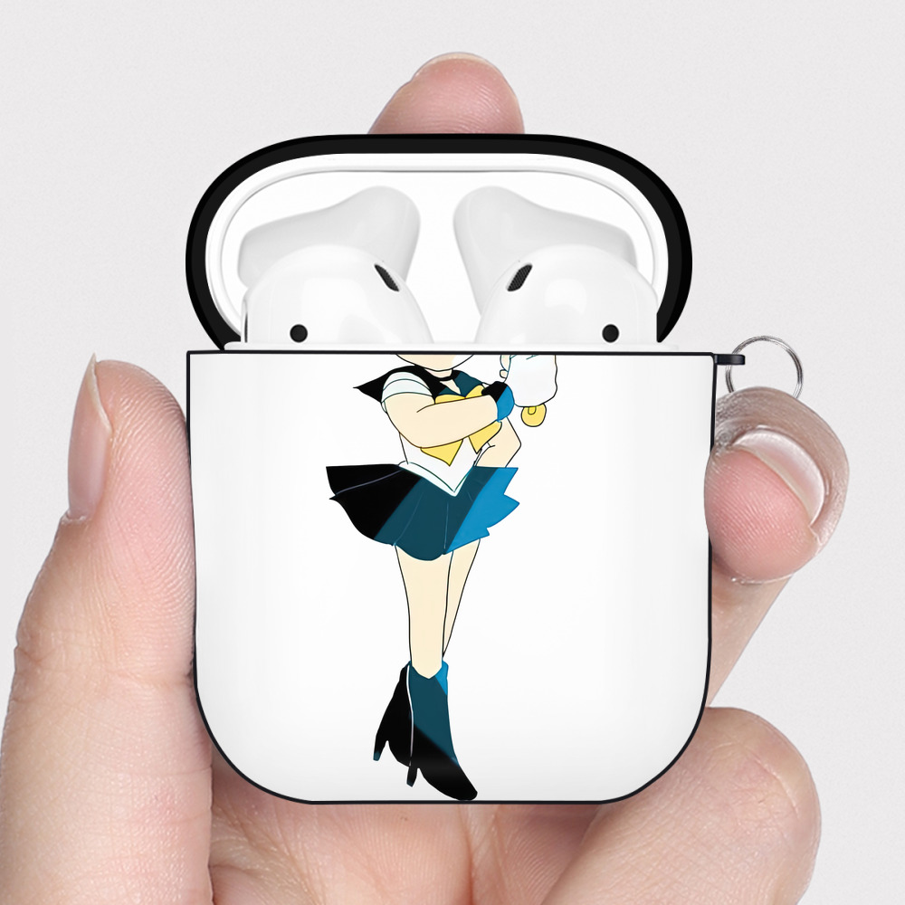 （画像用） 美少女戦士セーラームーン 天王はるか Sailor Moon Tenoh Haruka AirPods 第2世代保護ケース ハードシェル ブラック 耐衝撃・防指紋・カラビナ付き
