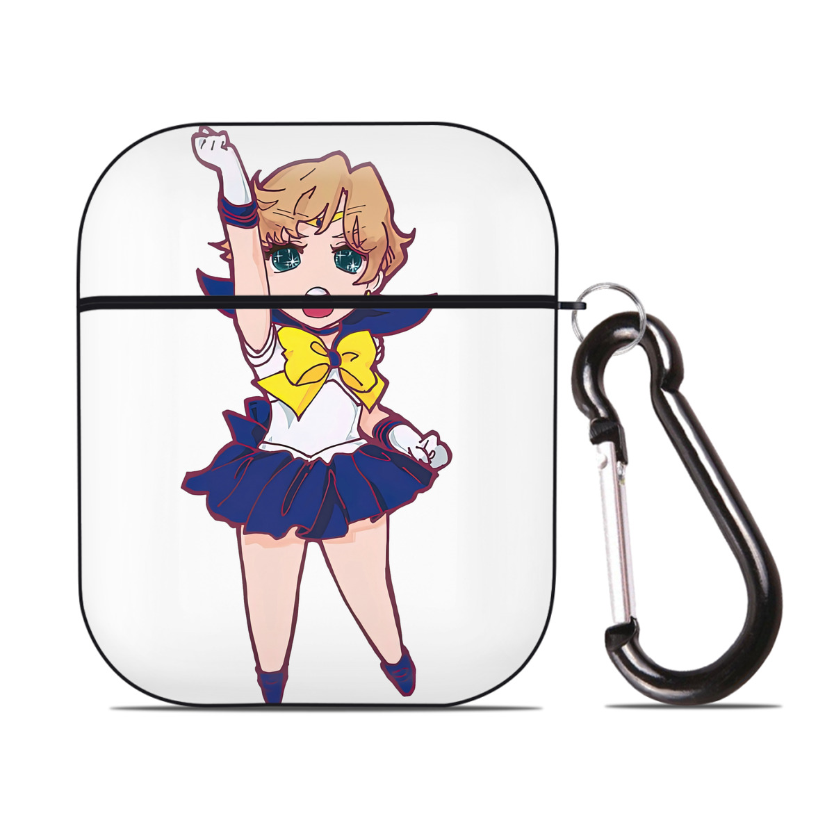 （画像用） 美少女戦士セーラームーン 天王はるか Sailor Moon Tenoh Haruka AirPods 第2世代保護ケース ハードシェル ブラック 耐衝撃・防指紋・カラビナ付き