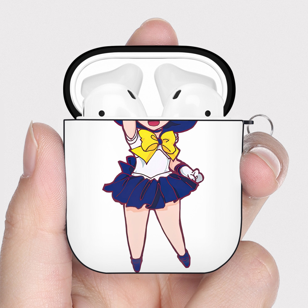 （画像用） 美少女戦士セーラームーン 天王はるか Sailor Moon Tenoh Haruka AirPods 第2世代保護ケース ハードシェル ブラック 耐衝撃・防指紋・カラビナ付き