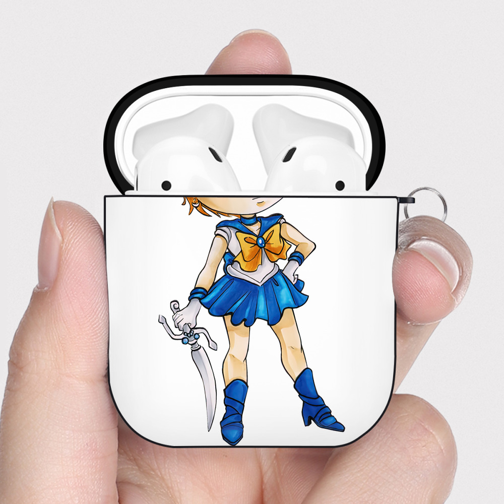 （画像用） 美少女戦士セーラームーン 天王はるか Sailor Moon Tenoh Haruka AirPods 第2世代保護ケース ハードシェル ブラック 耐衝撃・防指紋・カラビナ付き
