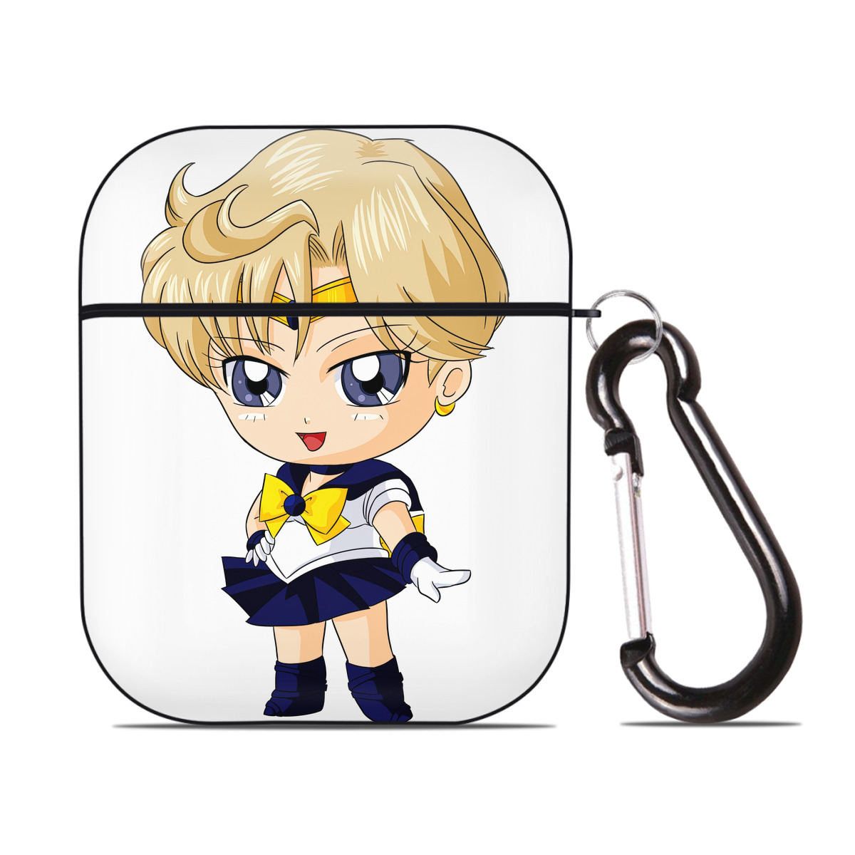 （画像用） 美少女戦士セーラームーン 天王はるか Sailor Moon Tenoh Haruka AirPods 第2世代保護ケース ハードシェル ブラック 耐衝撃・防指紋・カラビナ付き
