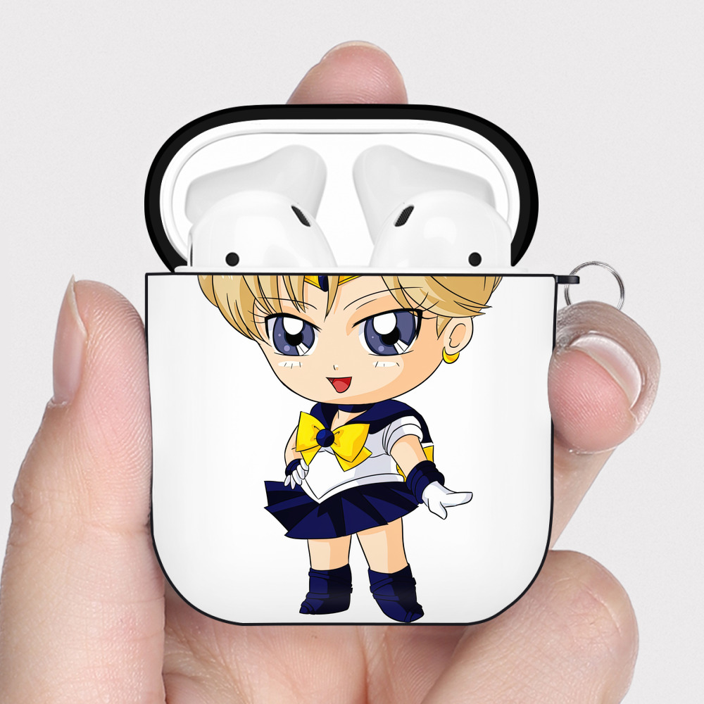 （画像用） 美少女戦士セーラームーン 天王はるか Sailor Moon Tenoh Haruka AirPods 第2世代保護ケース ハードシェル ブラック 耐衝撃・防指紋・カラビナ付き