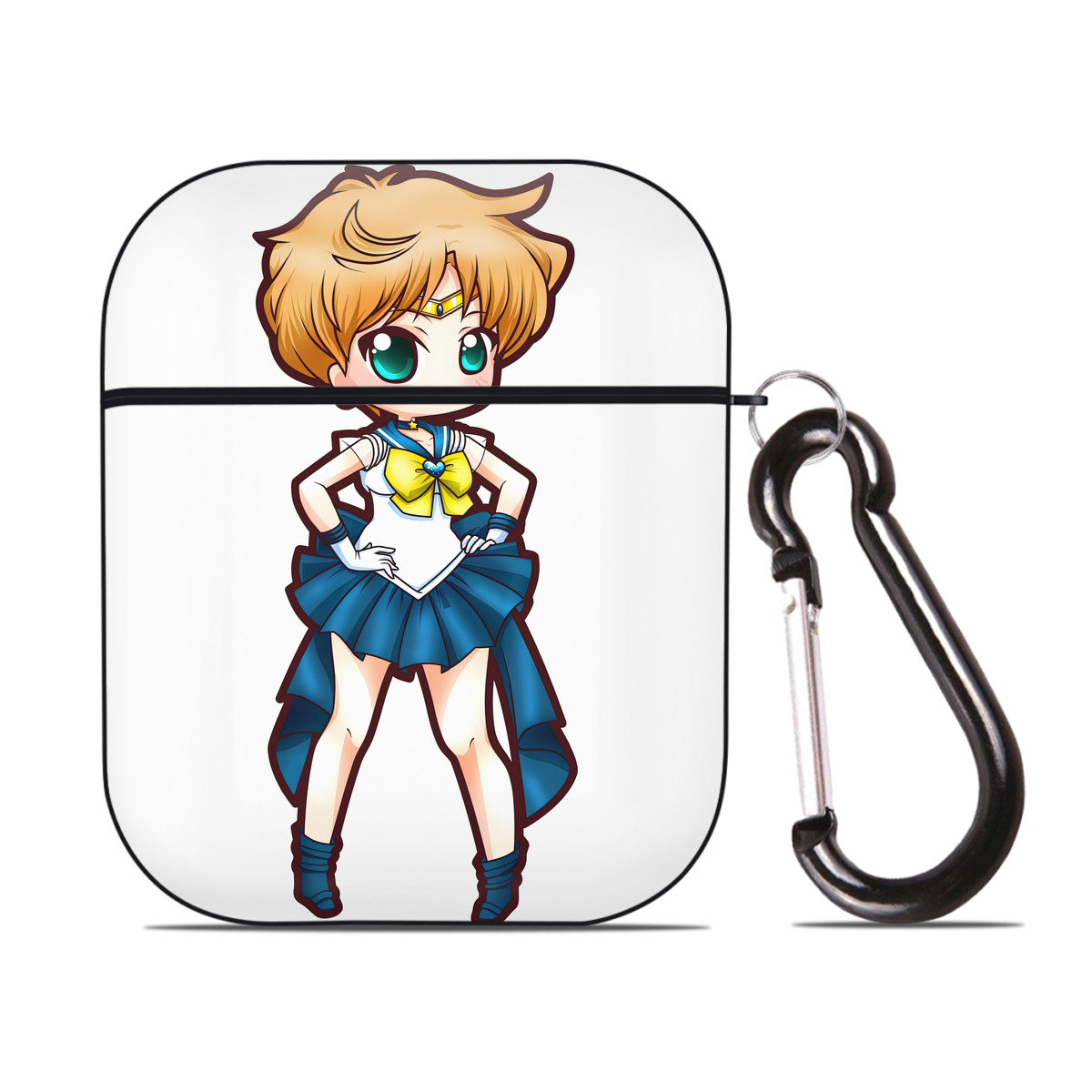 （画像用） 美少女戦士セーラームーン 天王はるか Sailor Moon Tenoh Haruka AirPods 第2世代保護ケース ハードシェル ブラック 耐衝撃・防指紋・カラビナ付き